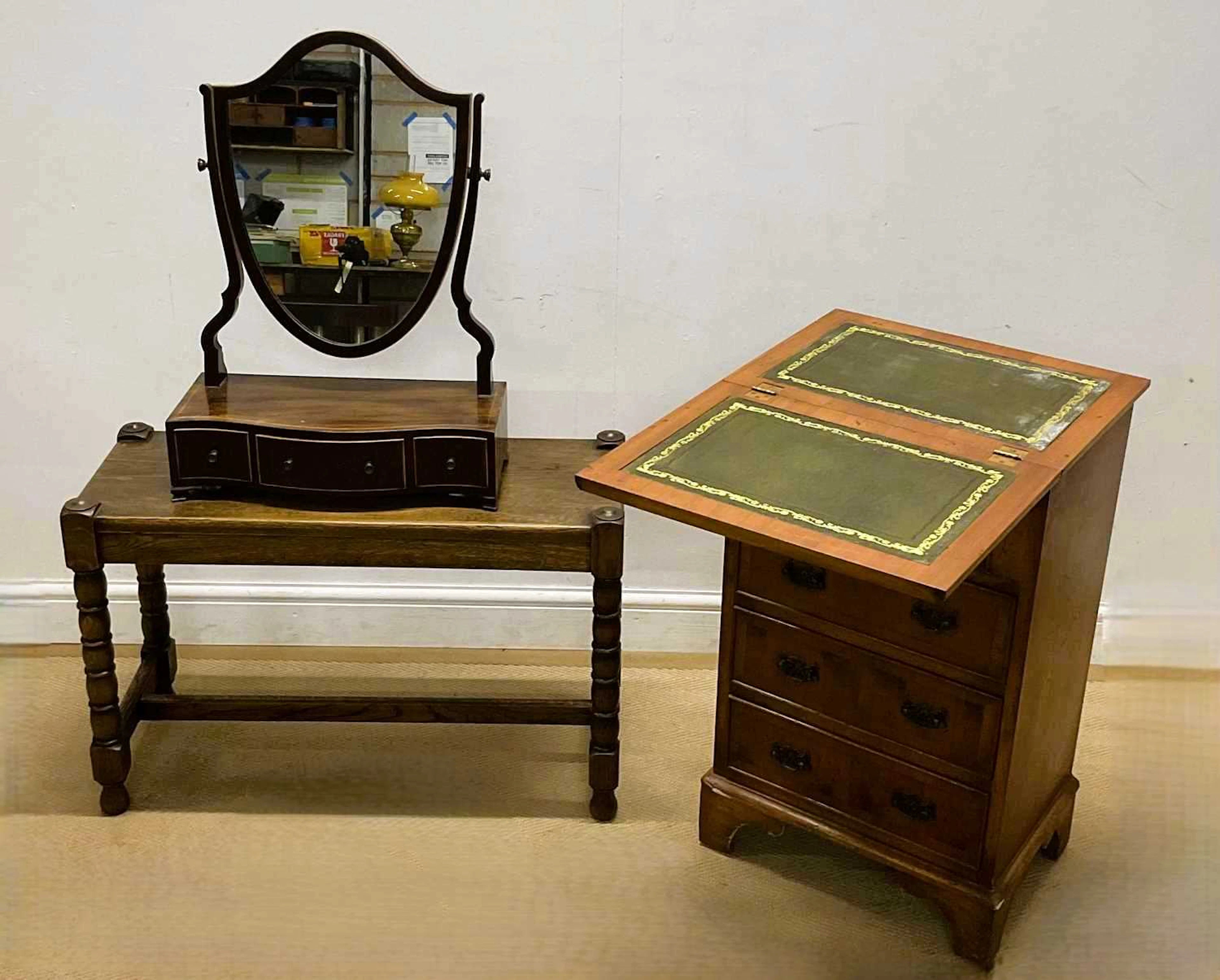 An oak window seat
