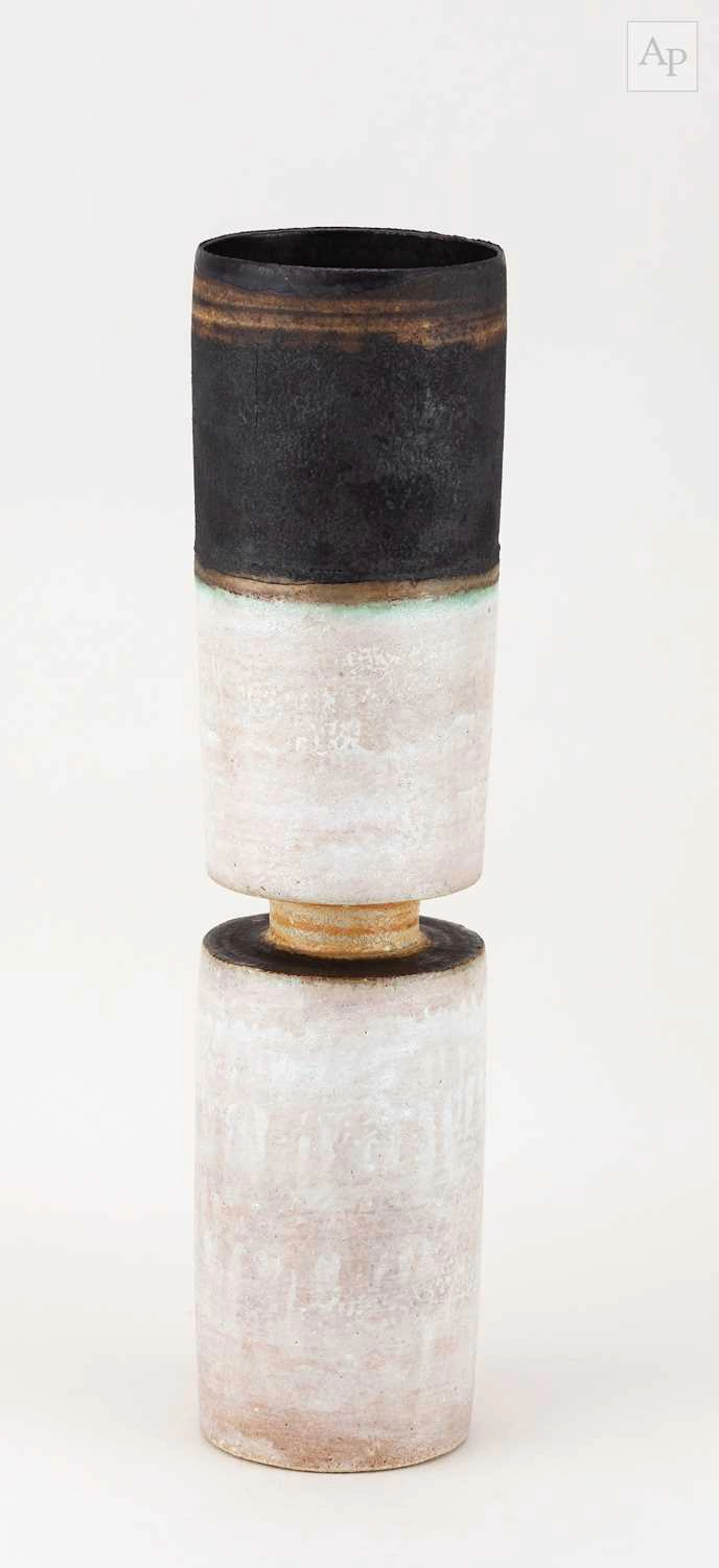 ROBIN WELCH (1936-2019); a tall cylindrical stoneware...