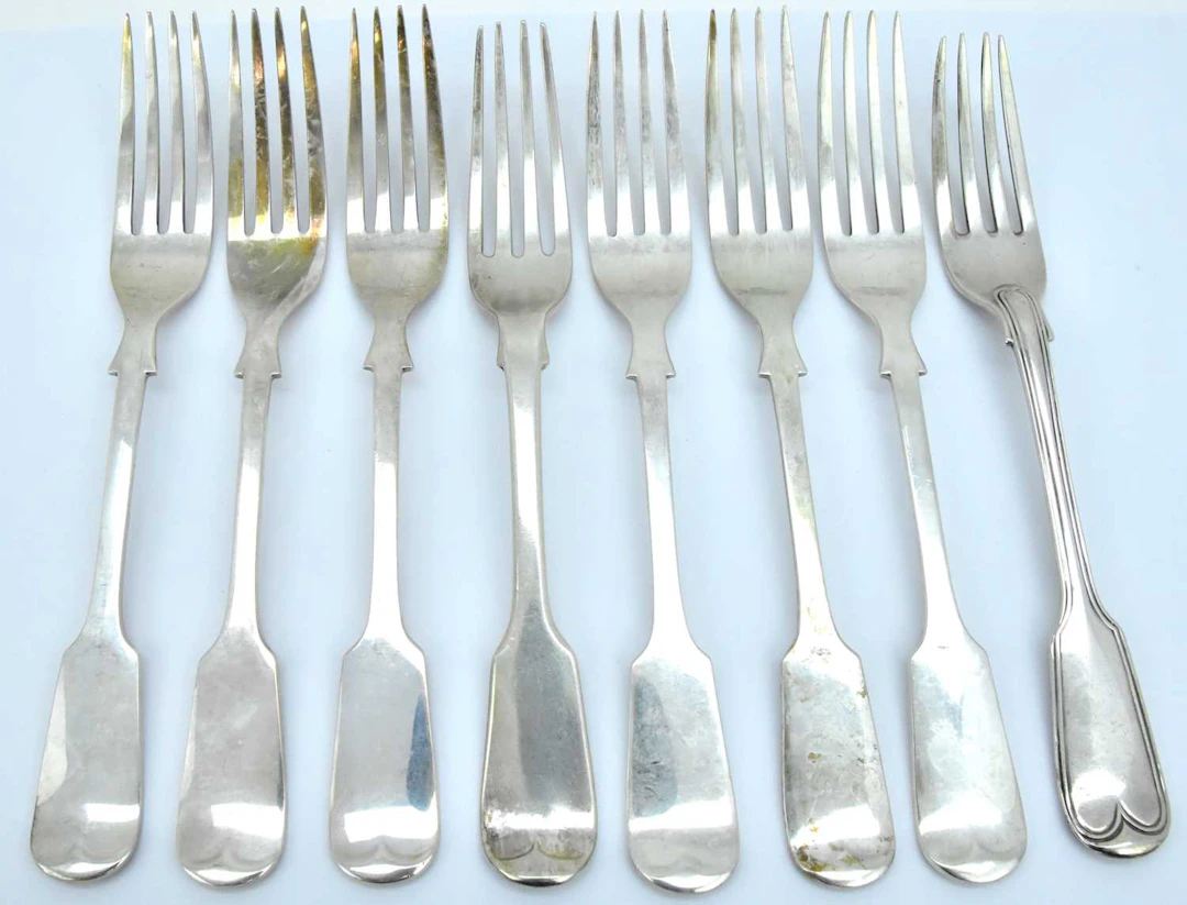 A group of eight various hallmarked silver forks...