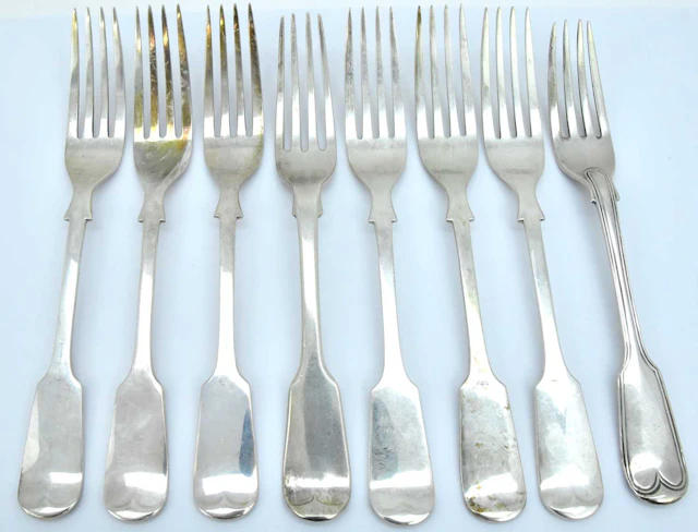 A group of eight various hallmarked silver forks...