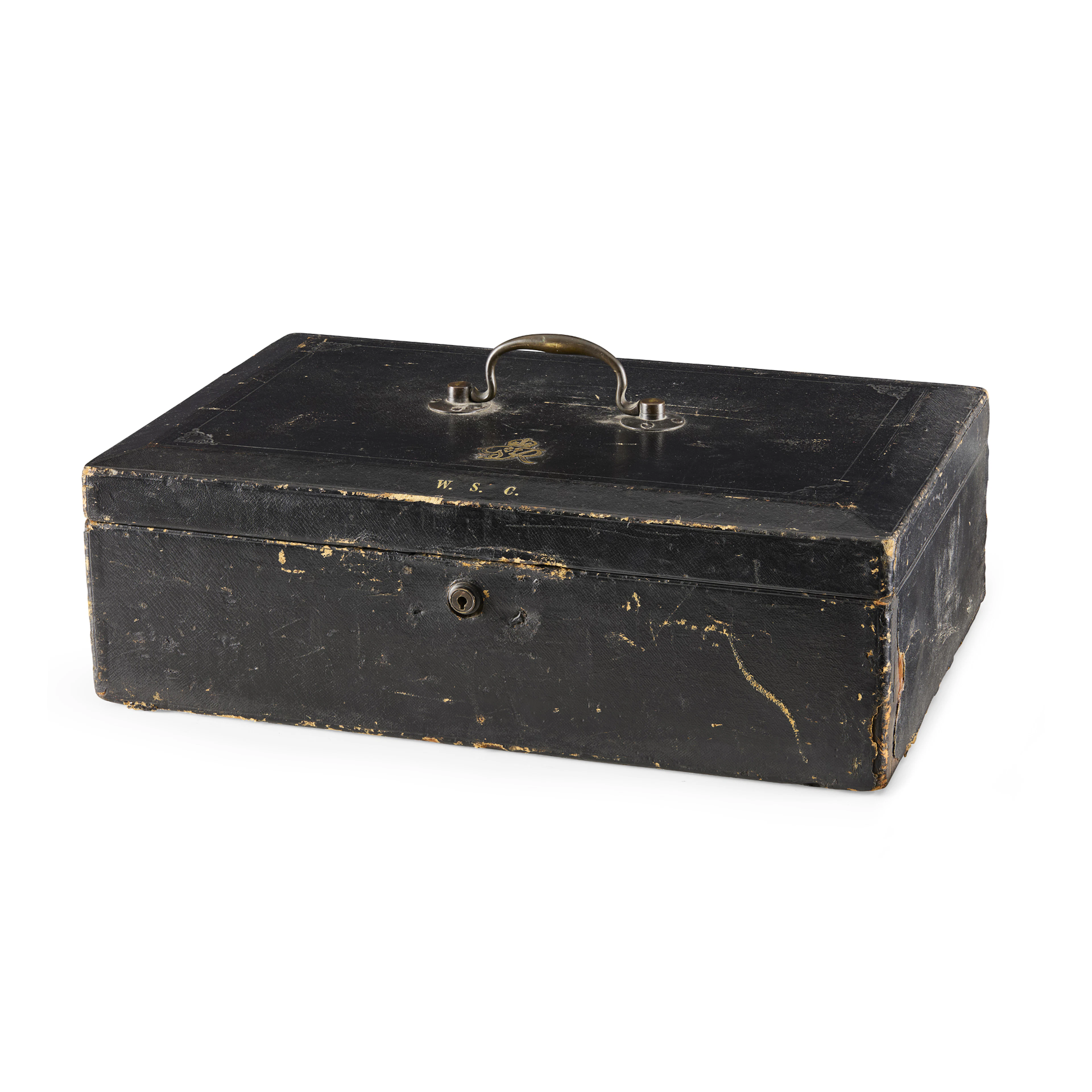 GEORGE VI BLACK MOROCCO LEATHER DISPATCH BOX