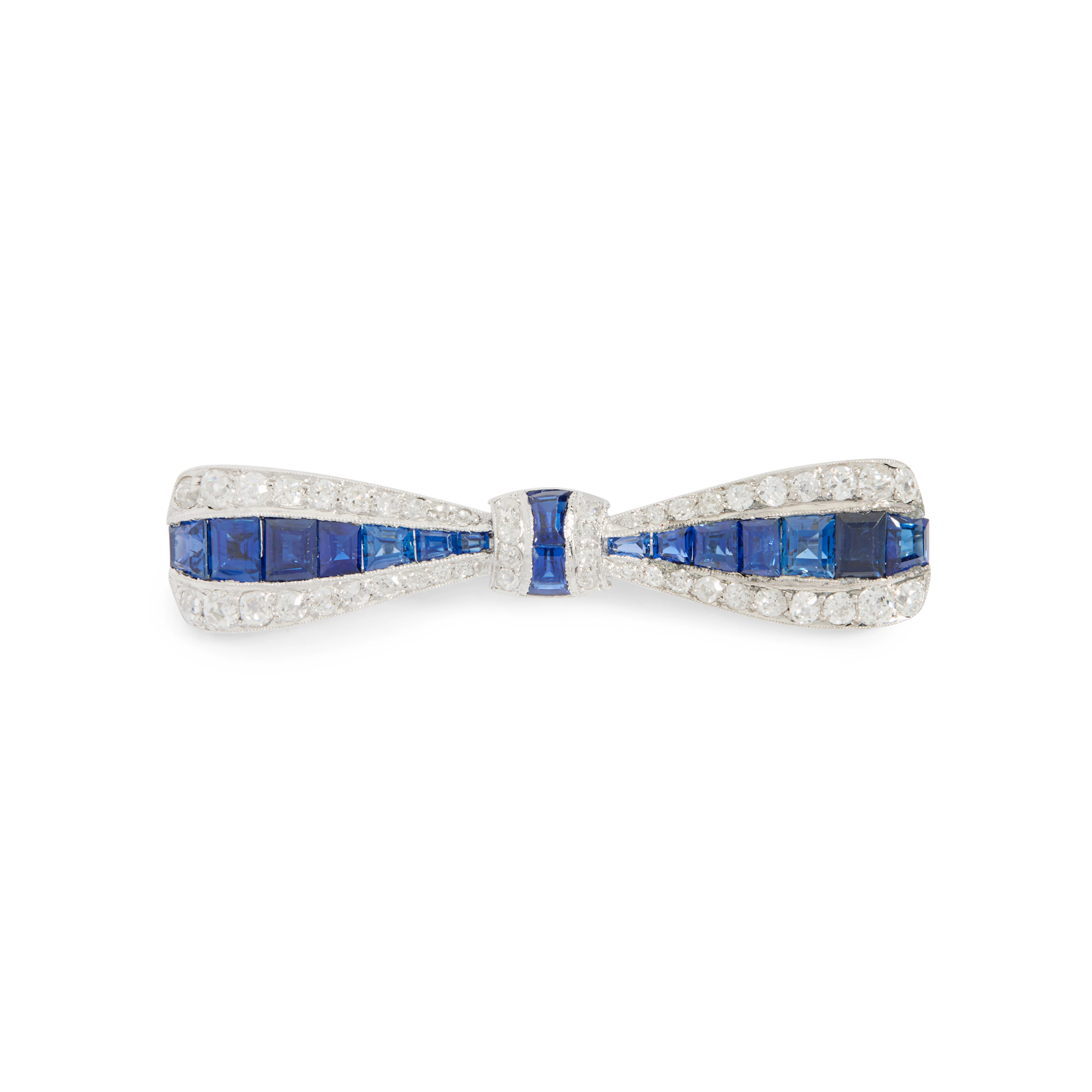 A 1920s sapphire and diamond bow brooch
