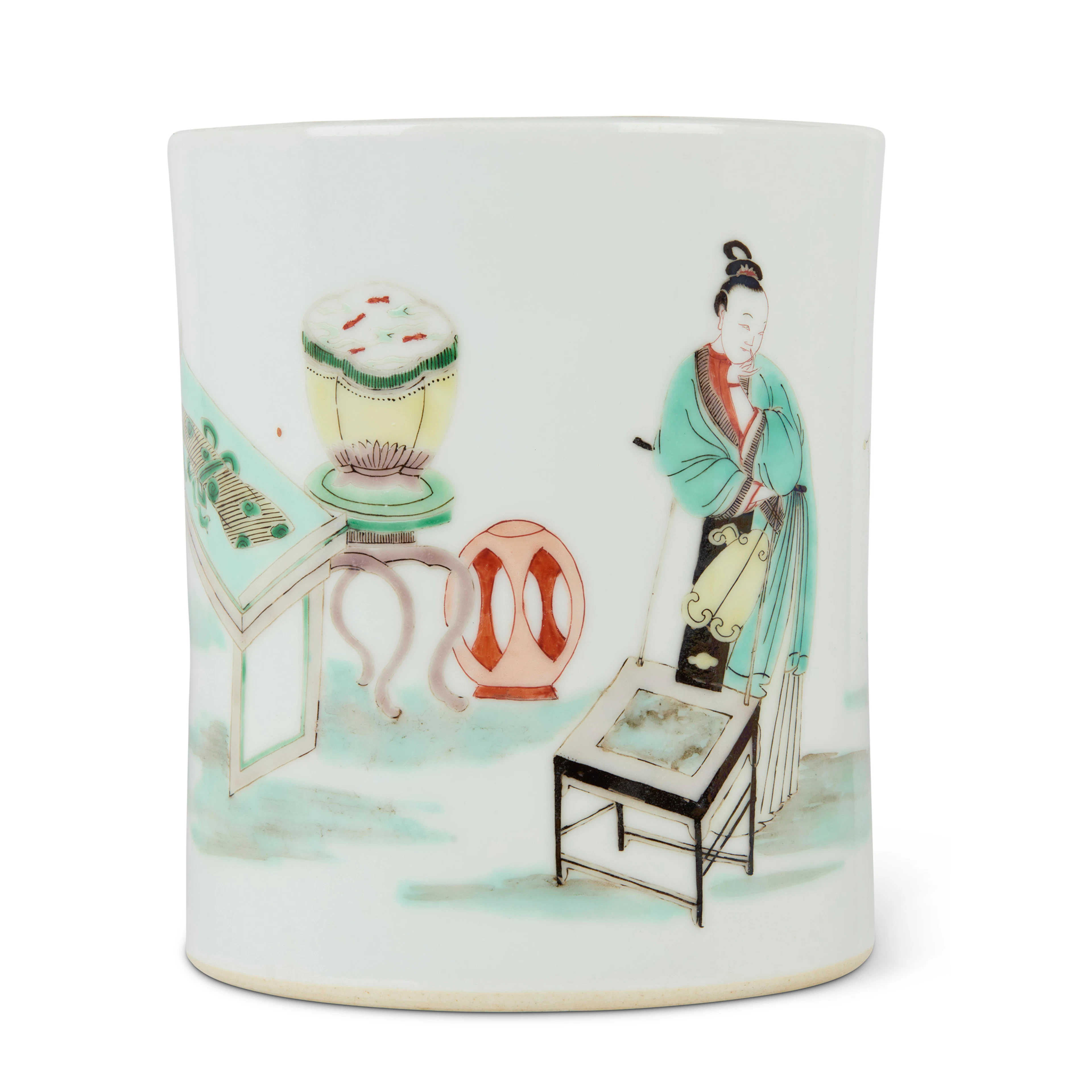 [PROPERTY OF A GENTLEMAN IN ENGLAND] CHINESE FAMILLE VERTE BRUSH POT