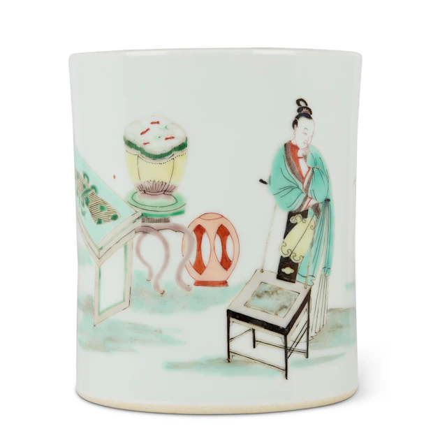 [PROPERTY OF A GENTLEMAN IN ENGLAND] CHINESE FAMILLE VERTE BRUSH POT