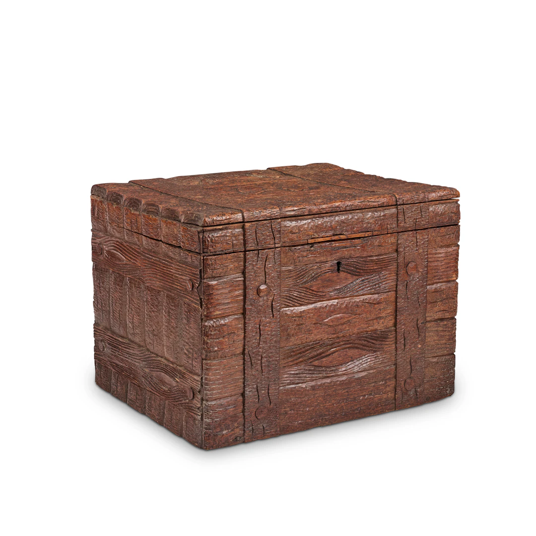 CONTINENTAL CARVED TROMPE L'OEIL OAK BOX