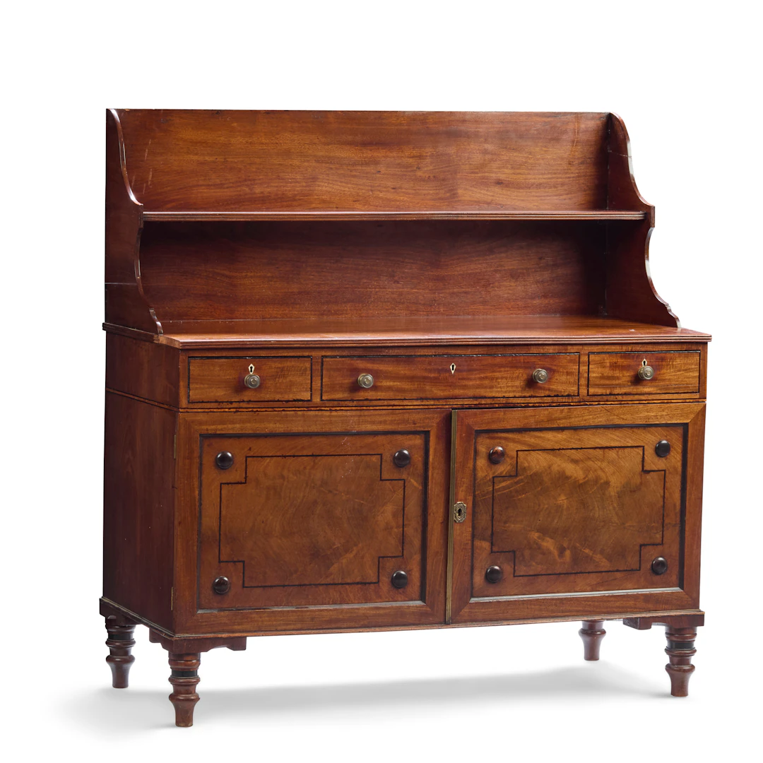 REGENCY MAHOGANY AND EBONISED CHIFFONIER