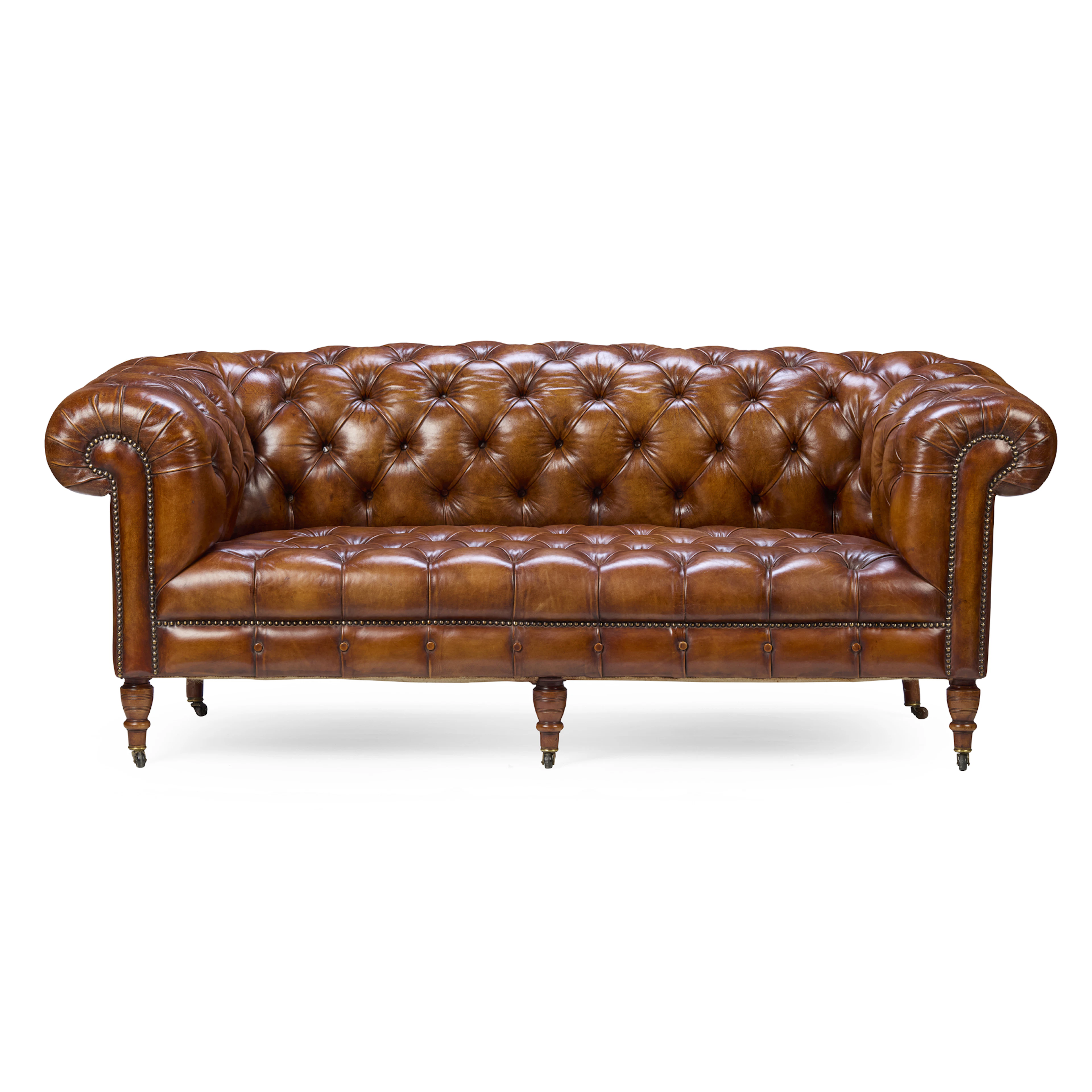A VICTORIAN LEATHER CHESTERFIELD SOFA