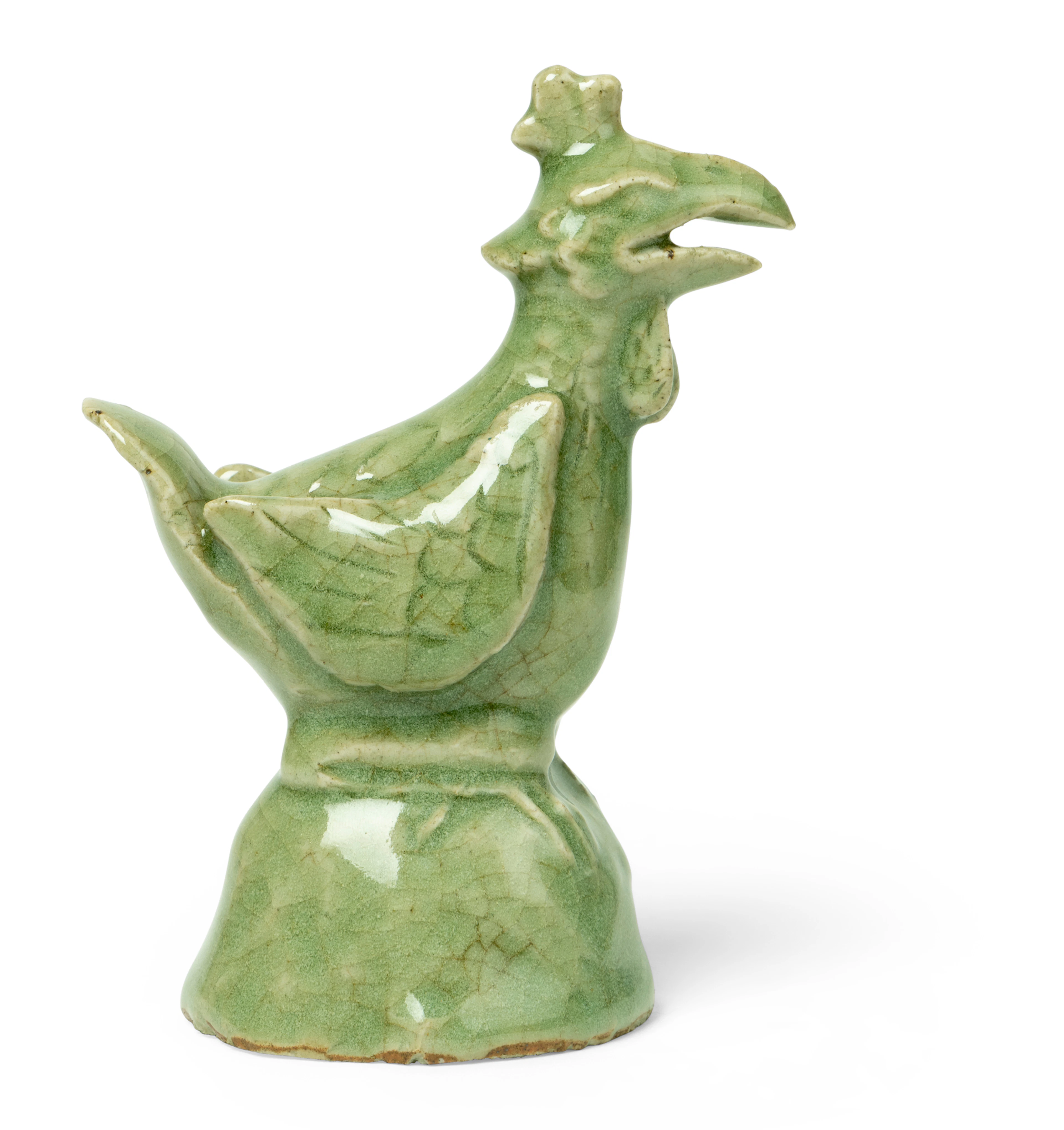 CHINESE LONGQUAN CELADON-GLAZED 'ROOSTER' PAPERWEIGHT