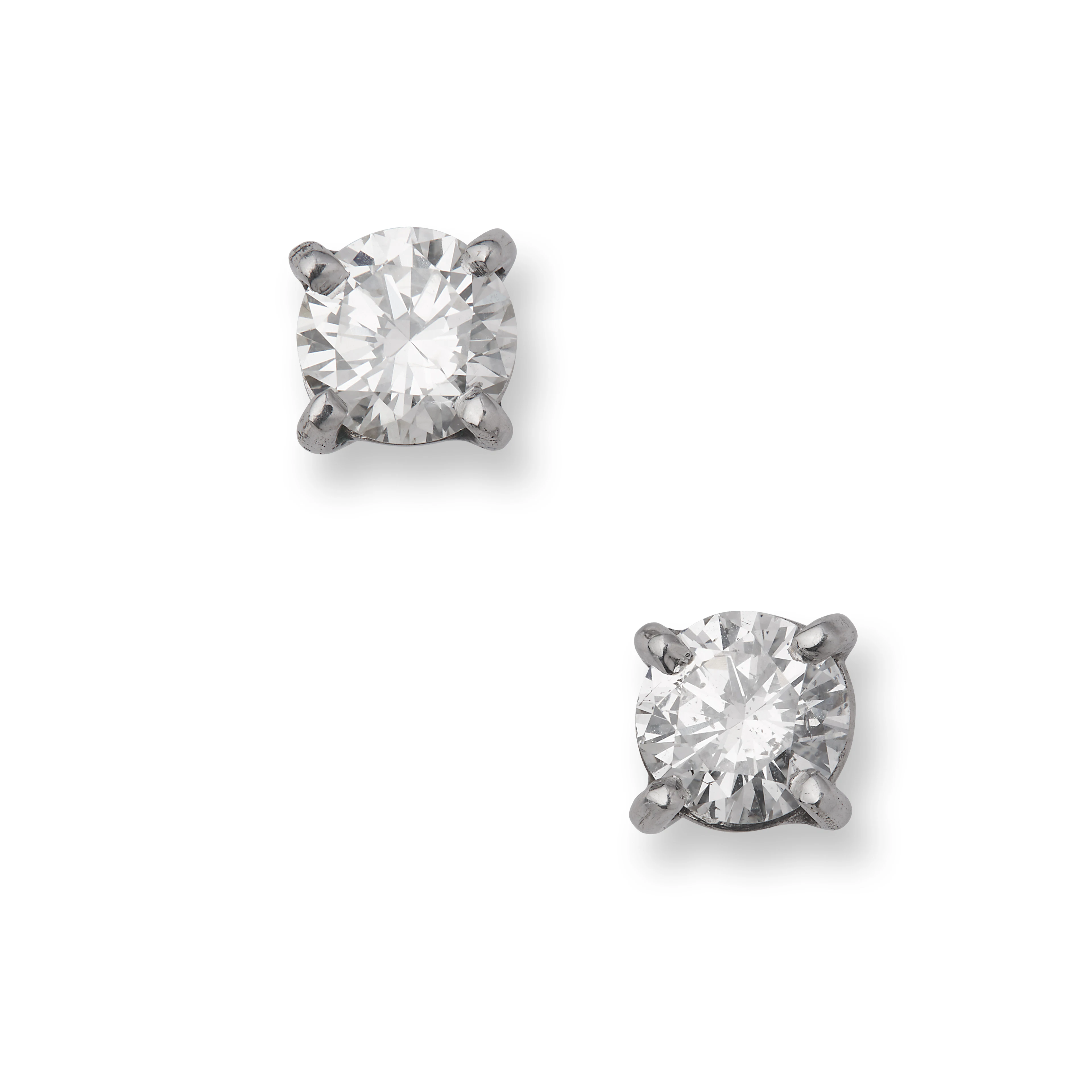 A pair of brilliant-cut diamond earstuds