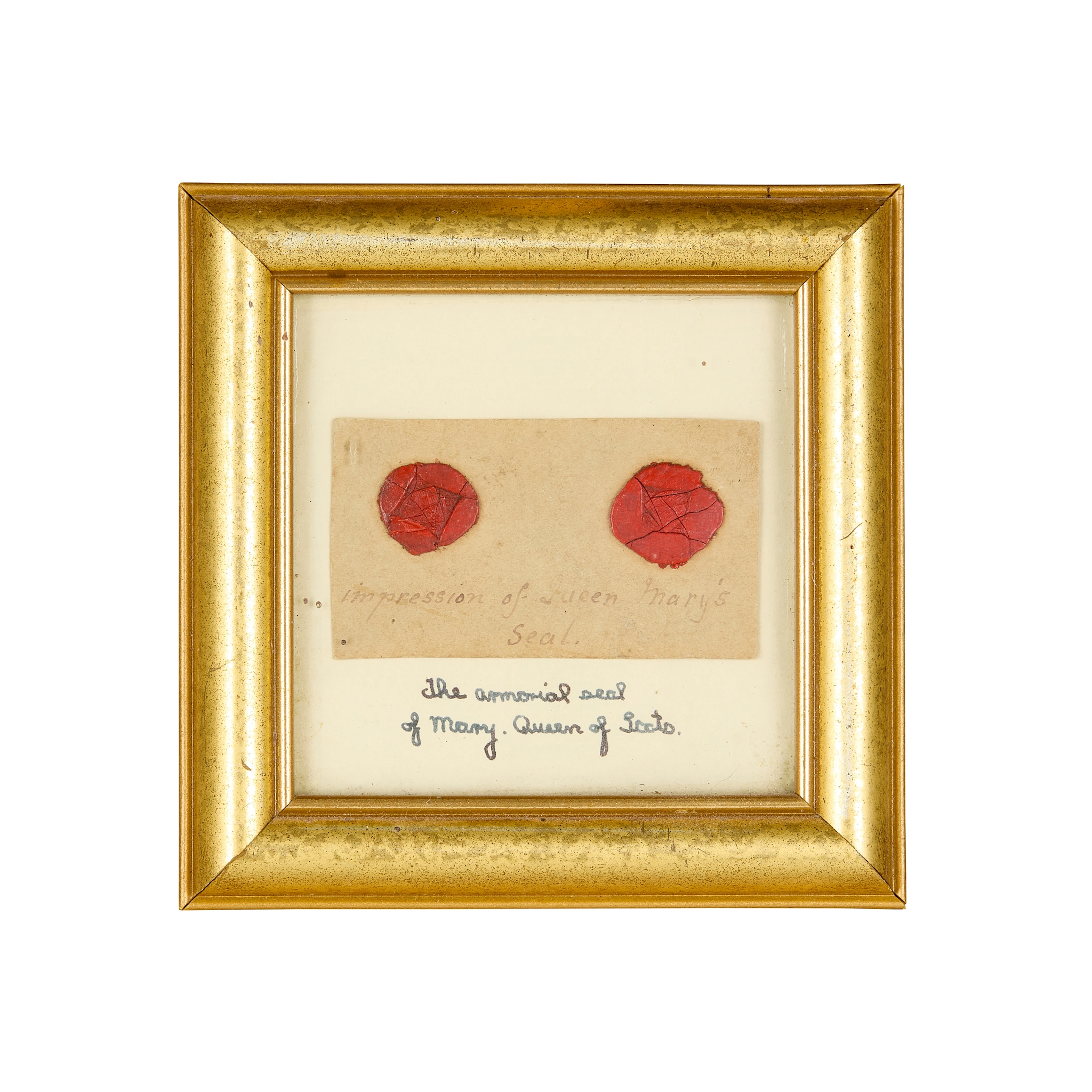 A FRAMED SET OF TWO WAX IMPRESSIONS FROM MARY QUEEN OF SCOTS SEAL