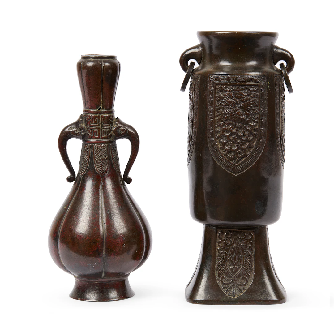 TWO CHINESE BRONZE 'ARCHAISTIC' VASES