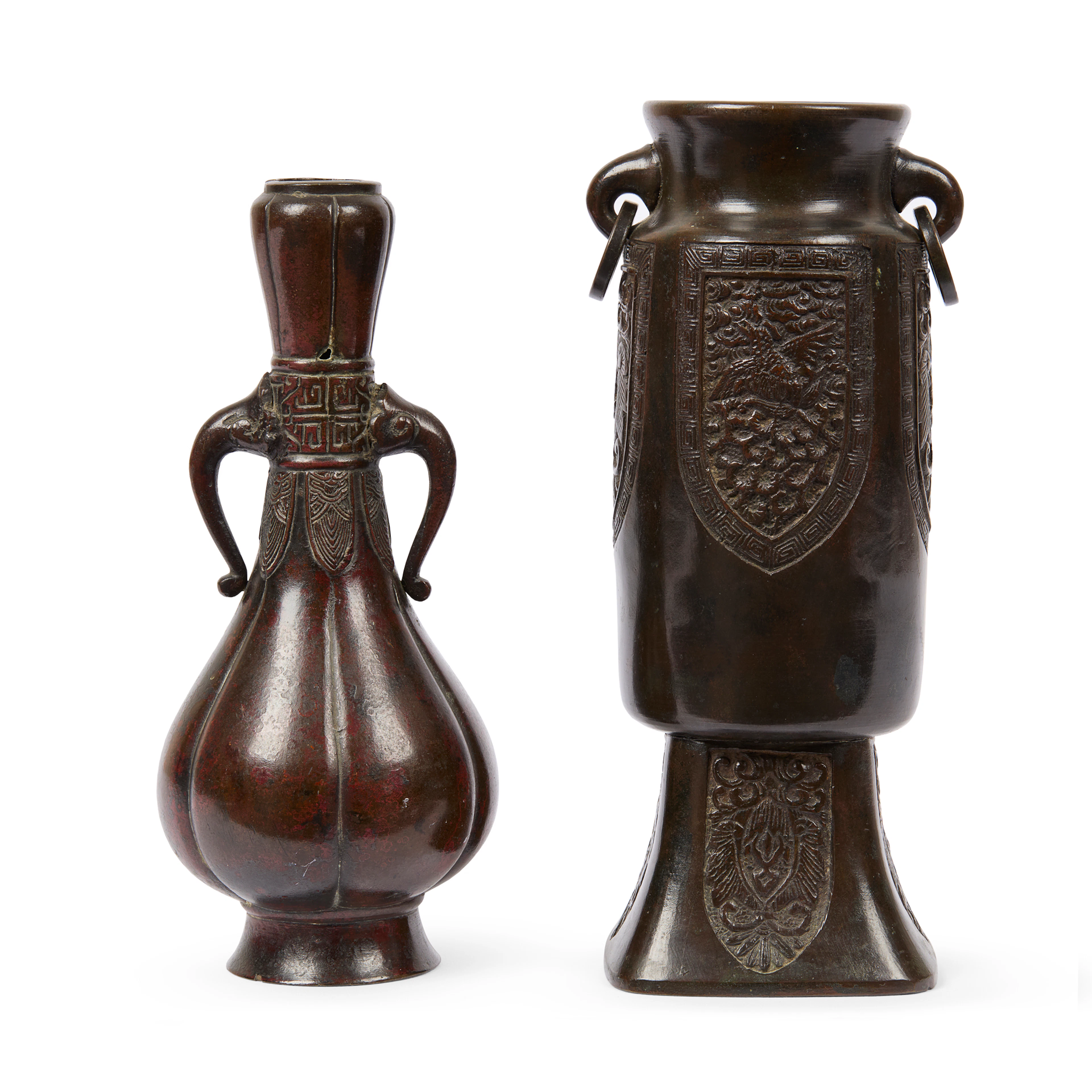 TWO CHINESE BRONZE 'ARCHAISTIC' VASES