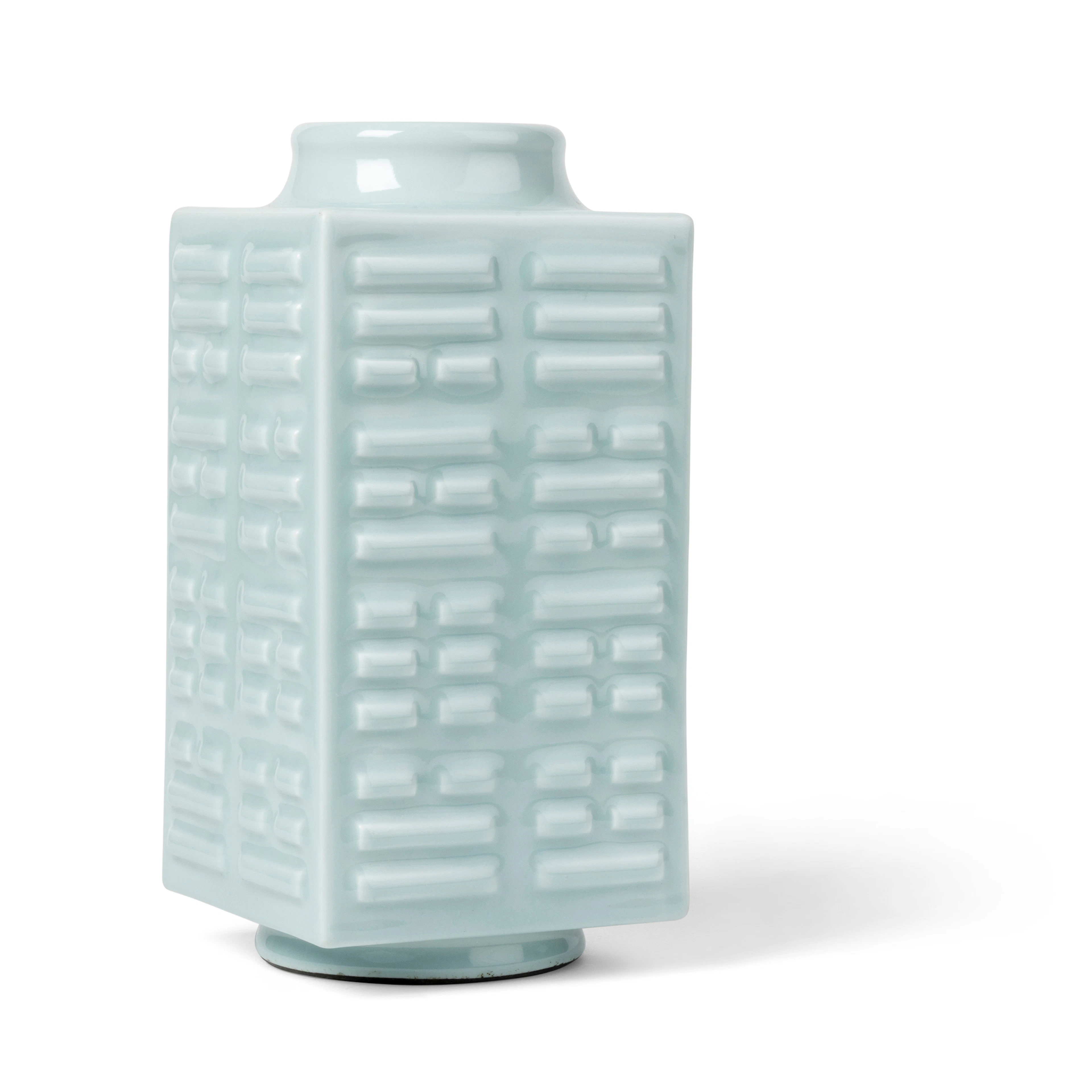 CHINESE CELADON-GLAZED ‘TRIGRAM’ SQUARE VASE, CONG