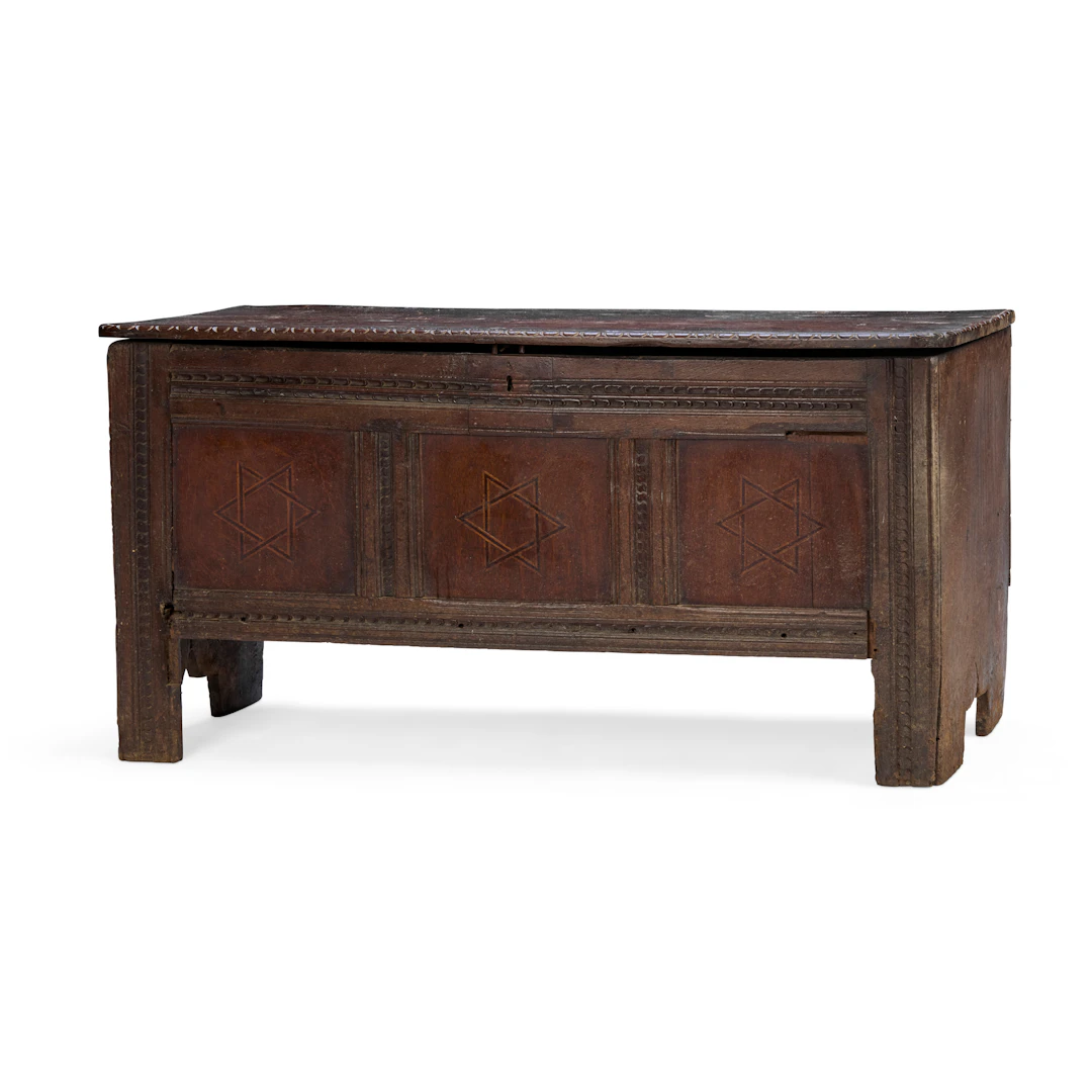 OAK THREE PANEL COFFER