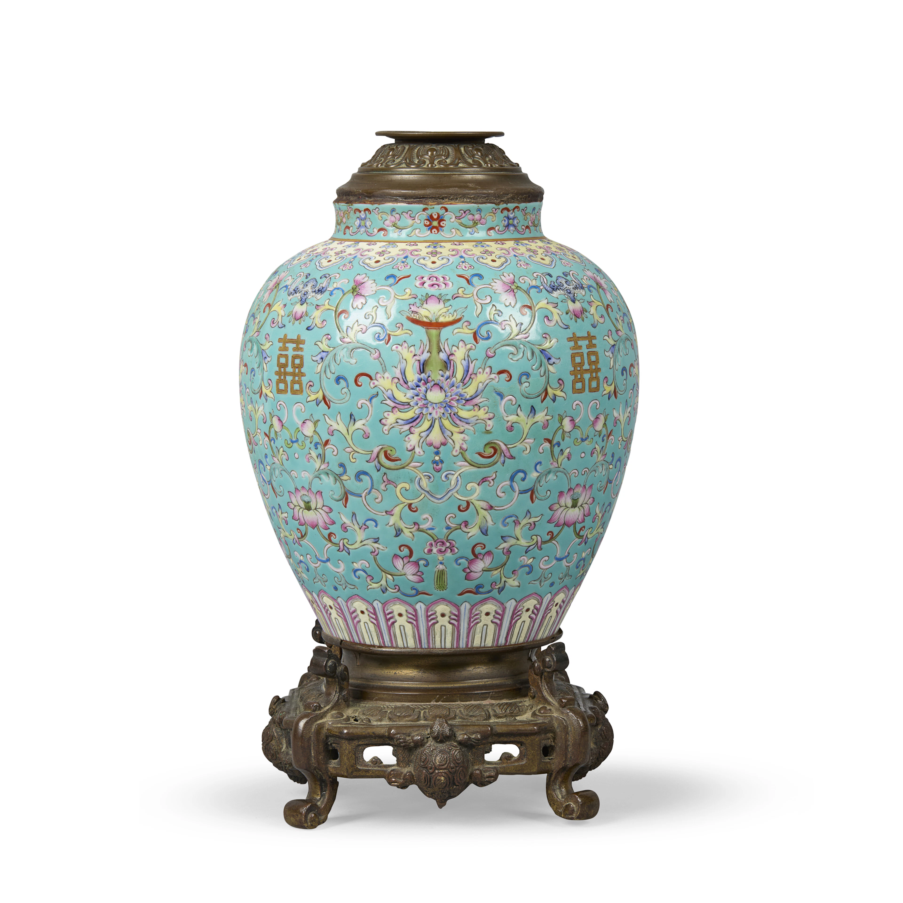 [PRIVATE COLLECTION, PARIS] CHINESE TURQUOISE-GROUND FAMILLE ROSE