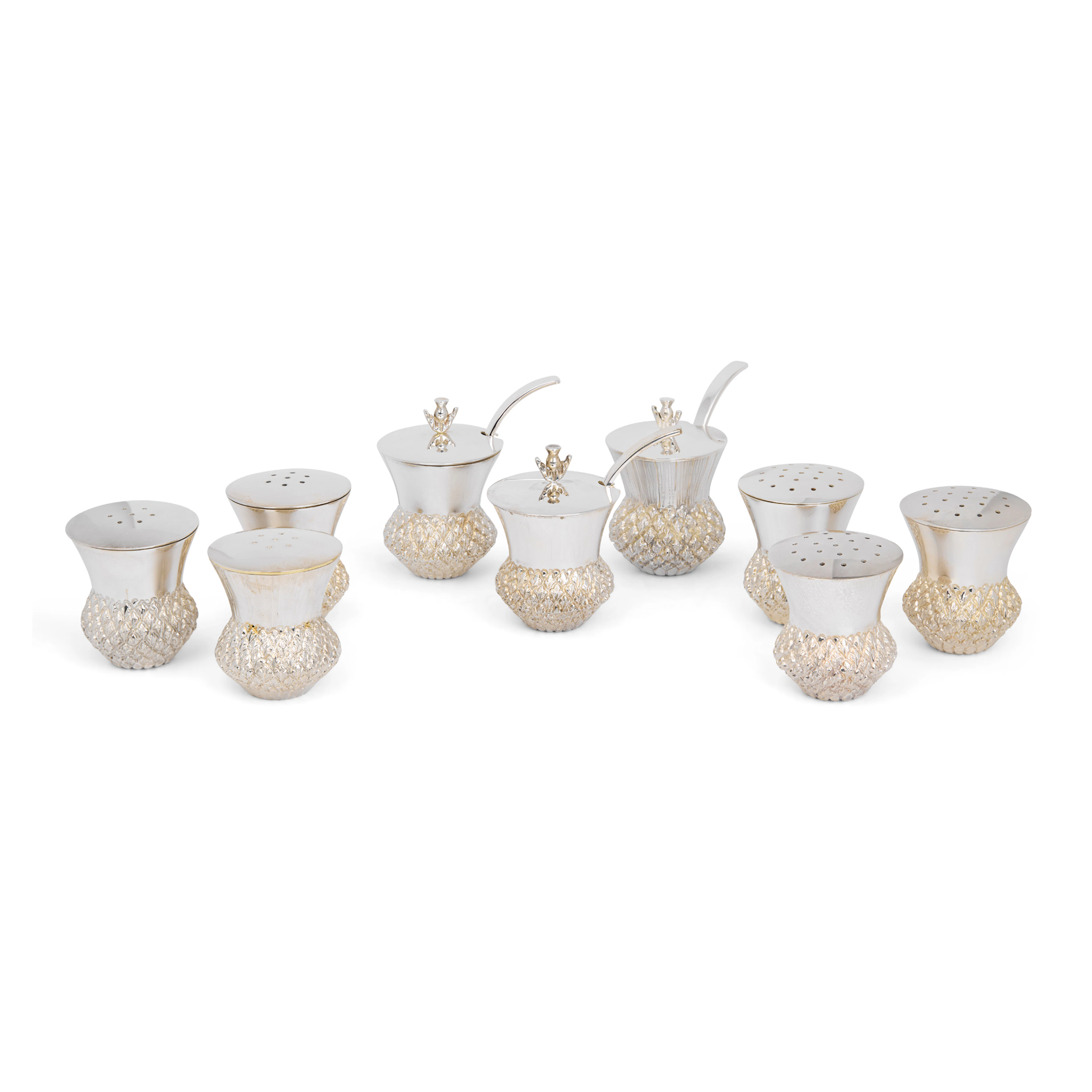 THREE CONTEMPORARY SILVER CRUET SETS