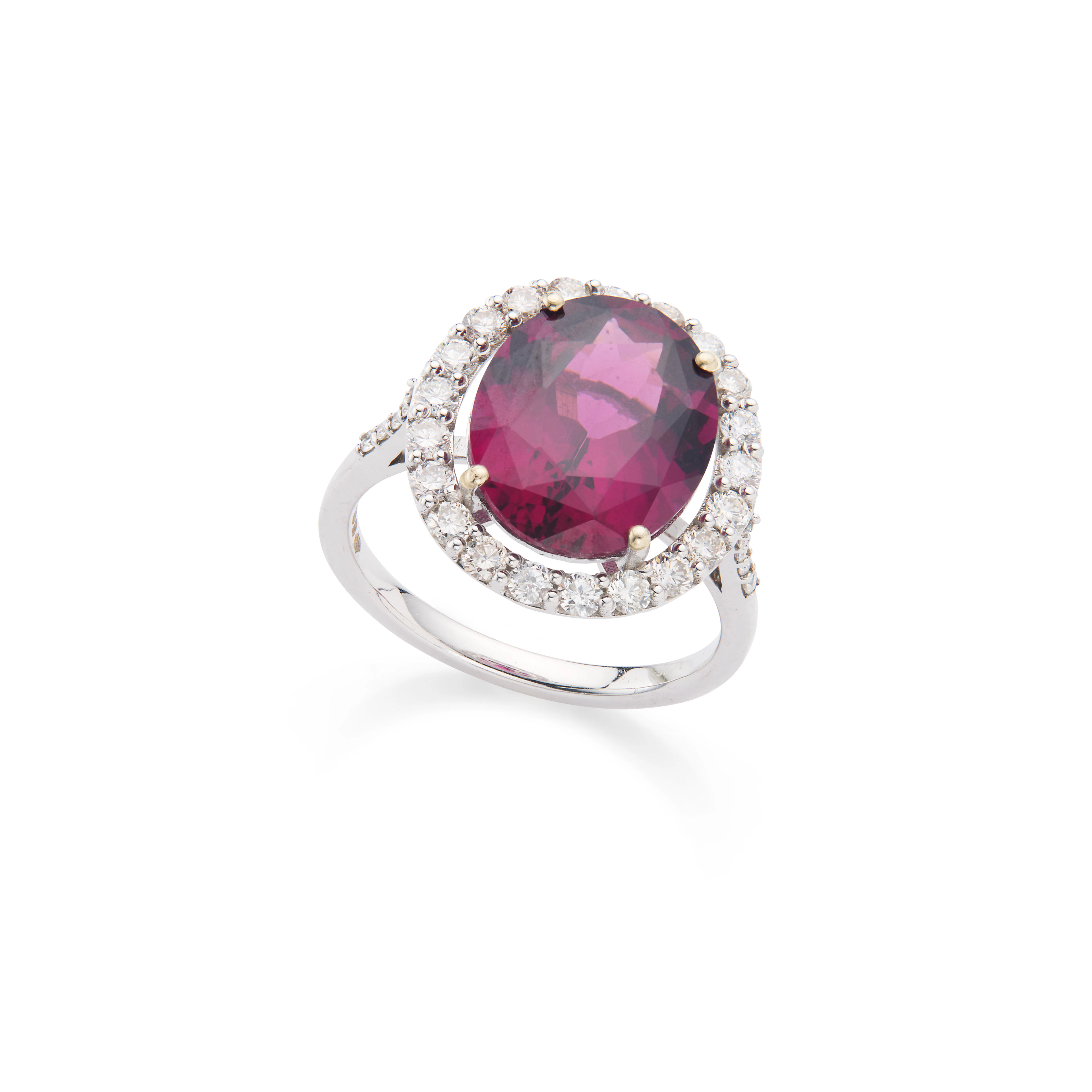 A garnet and diamond cluster ring