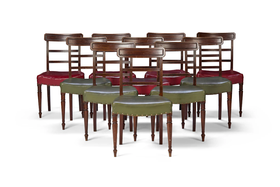 SET OF TEN REGENCY MAHOGANY DINING CHAIRS