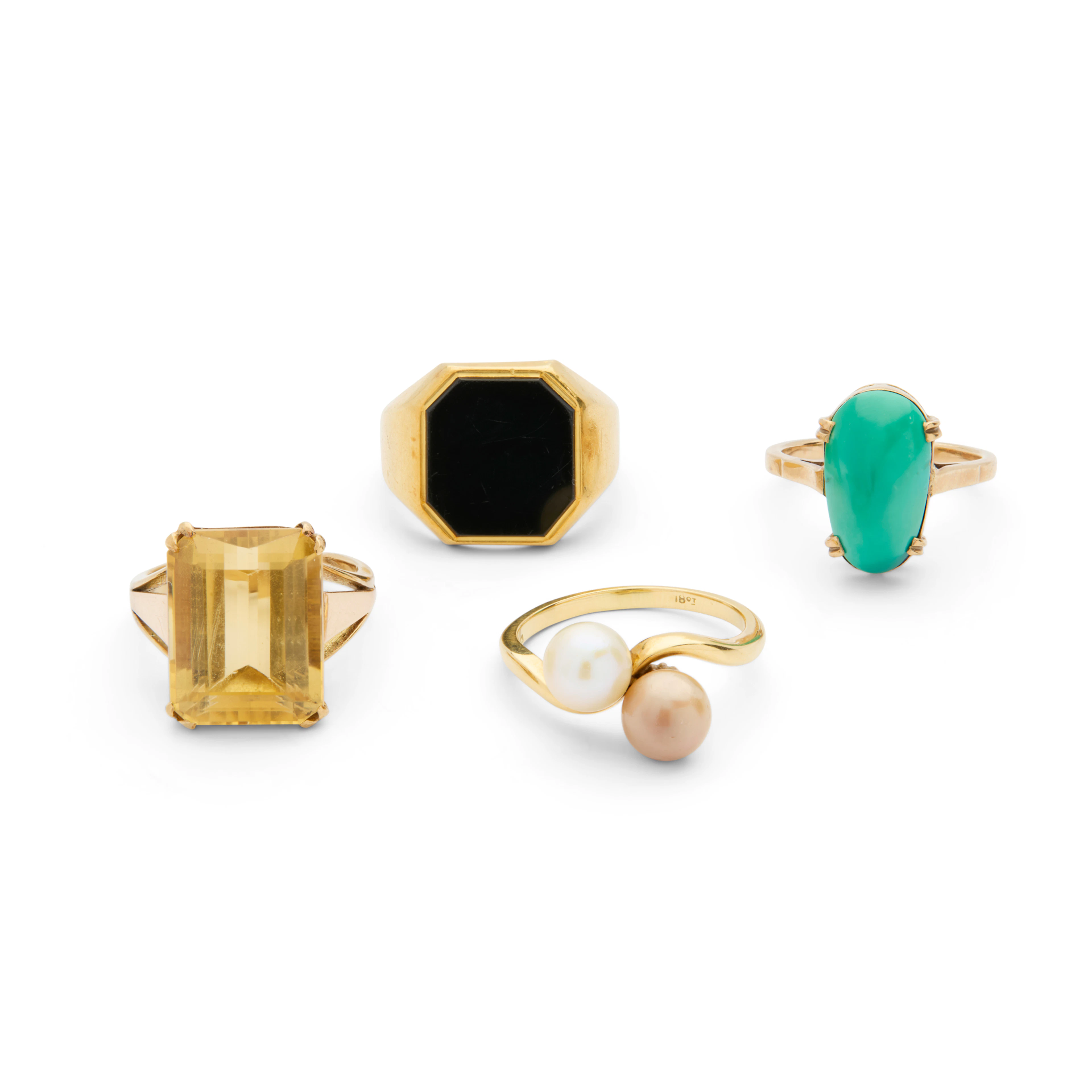 A collection of gem-set rings