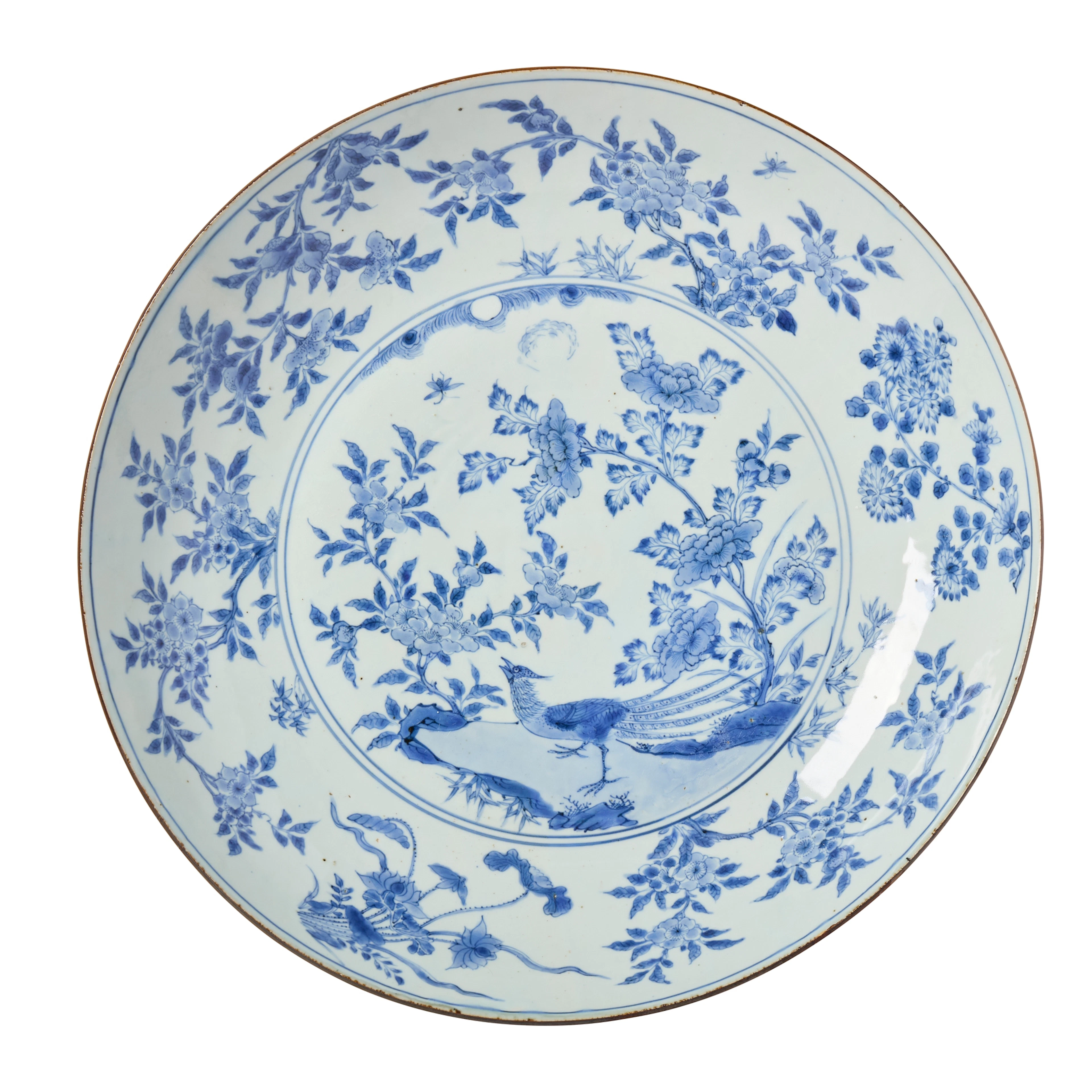 [PRIVATE COLLECTION, LONDON] LARGE CHINESE BLUE AND WHITE 'PHEASANT' CHARGER