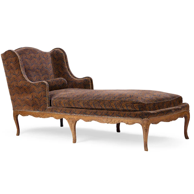 LOUIS XV STYLE BEECH CHAISE LONGUE