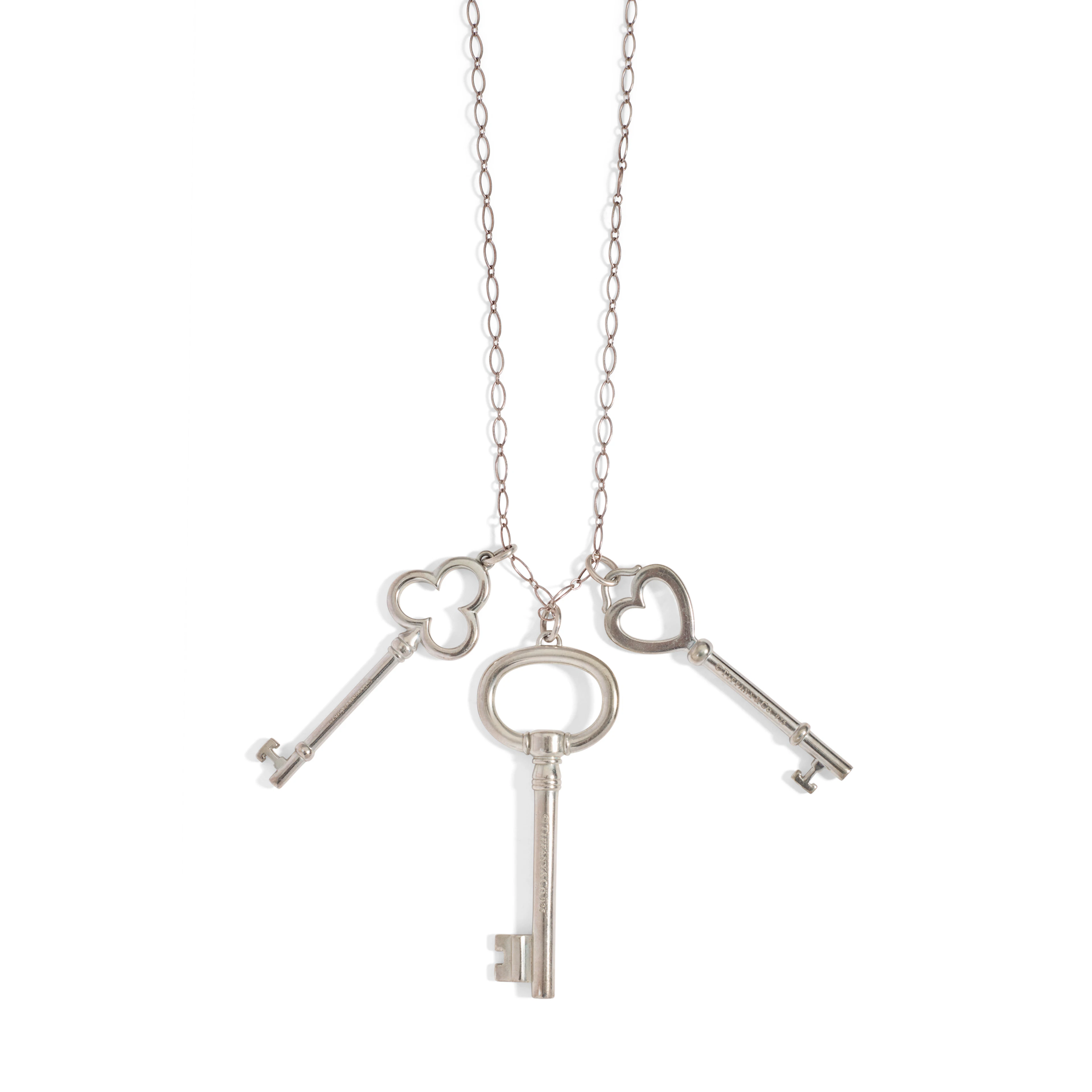 Tiffany & Co.: A silver key pendant necklace