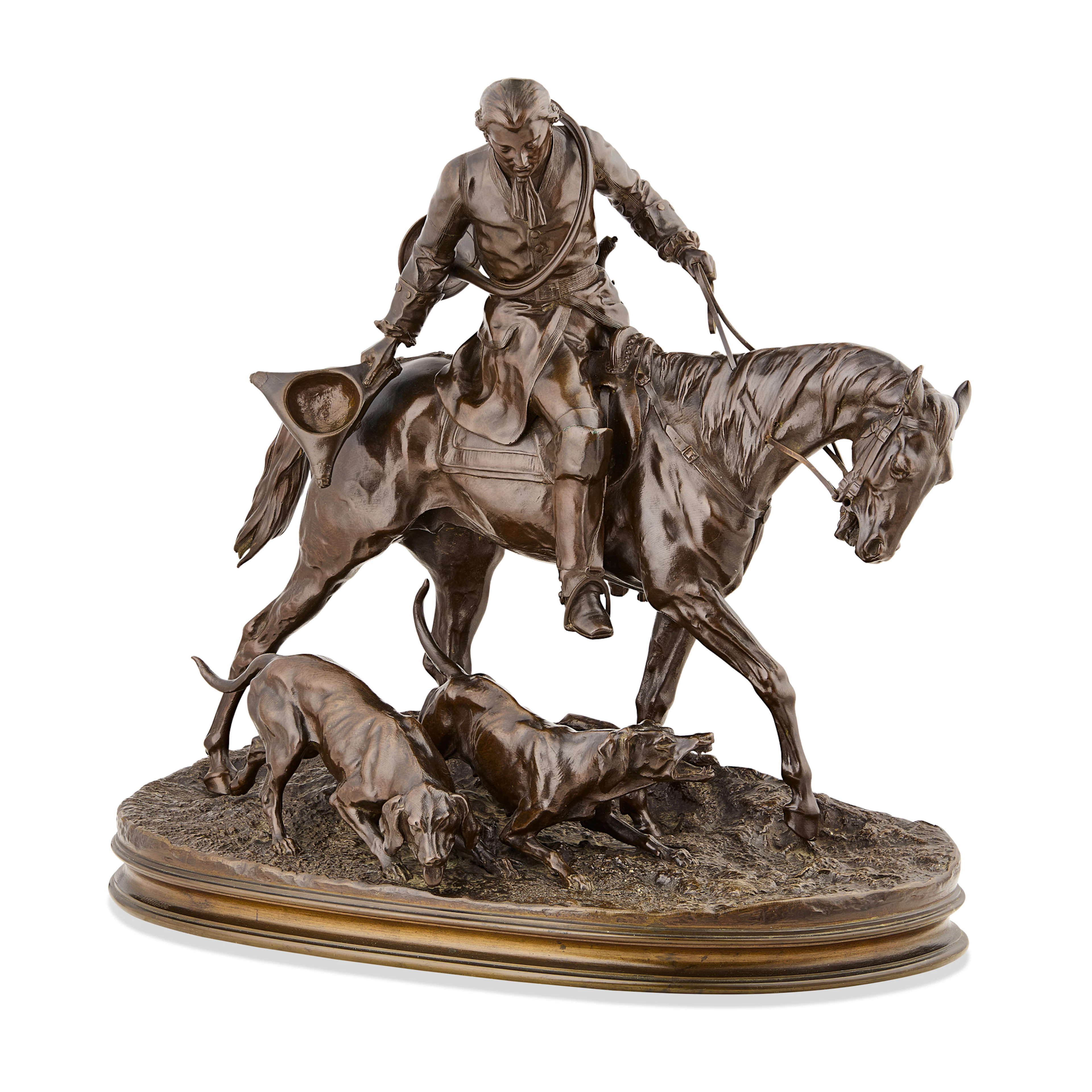 BRONZE FIGURE OF ‘VALET LE CHASSE LOUIS XV’, PIERRE-JULES MÊNE (FRENCH