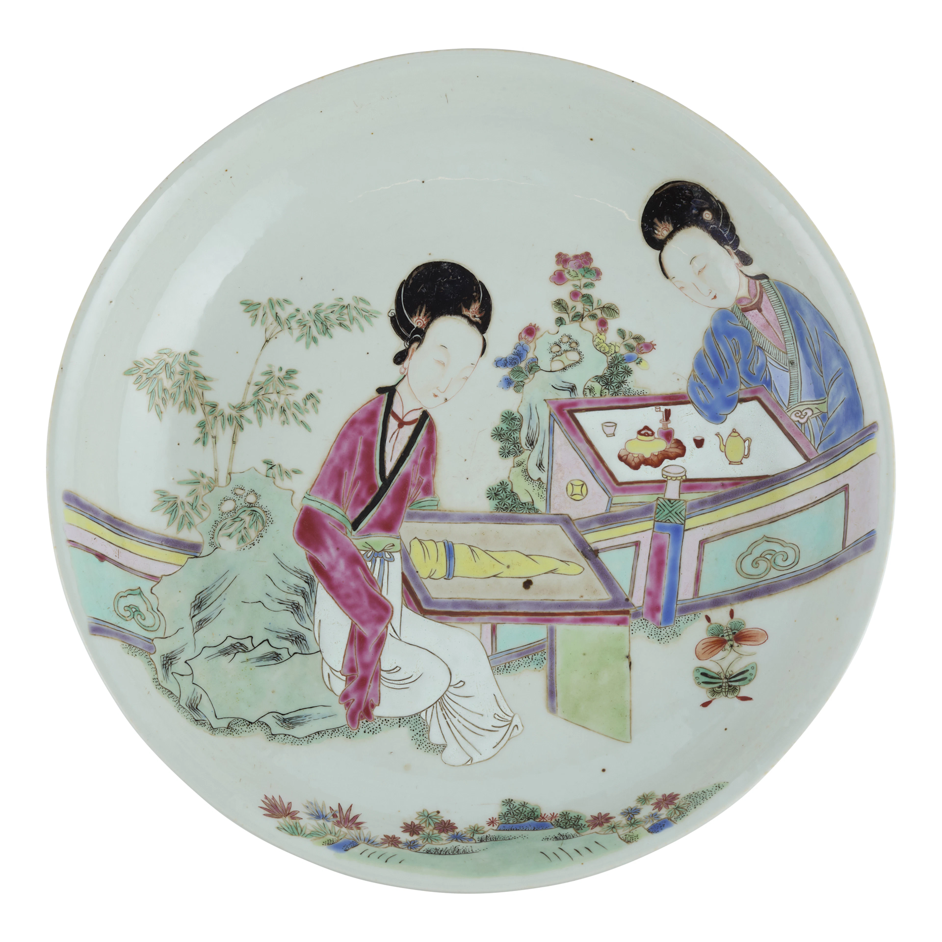 CHINESE FAMILLE ROSE 'LADY' PLATE