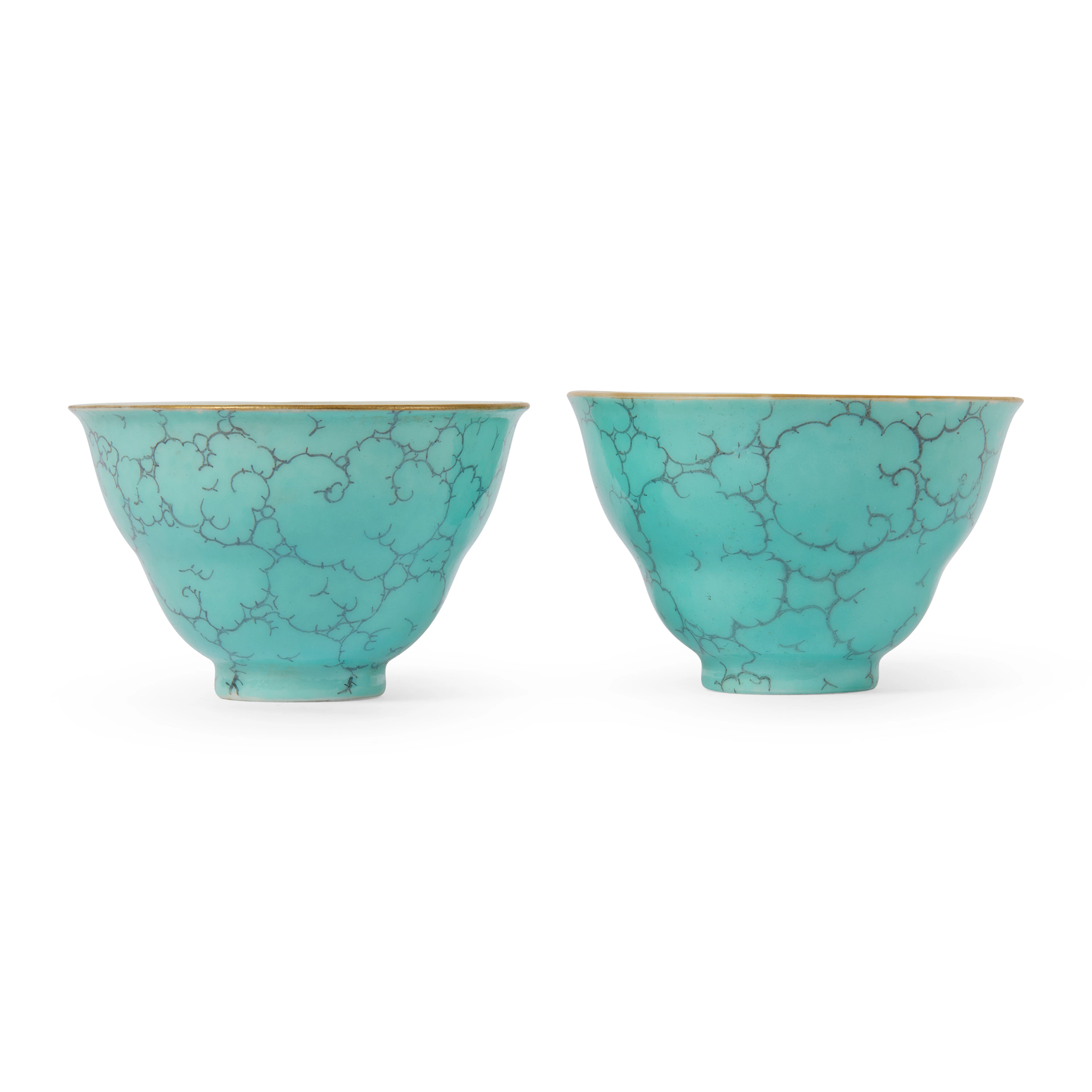 [DRINKING CULTURE] PAIR OF CHINESE TURQUOISE-GLAZED CUPS