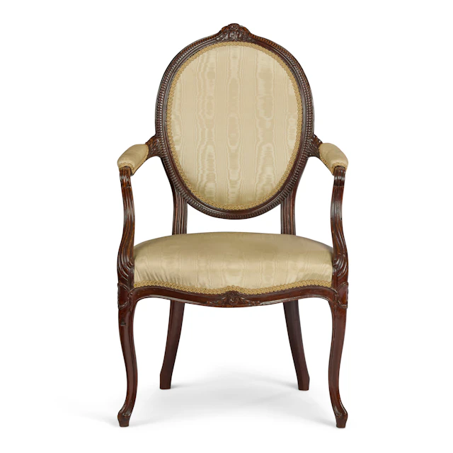 GEORGE III FRENCH HEPPLEWHITE MAHOGANY ARMCHAIR