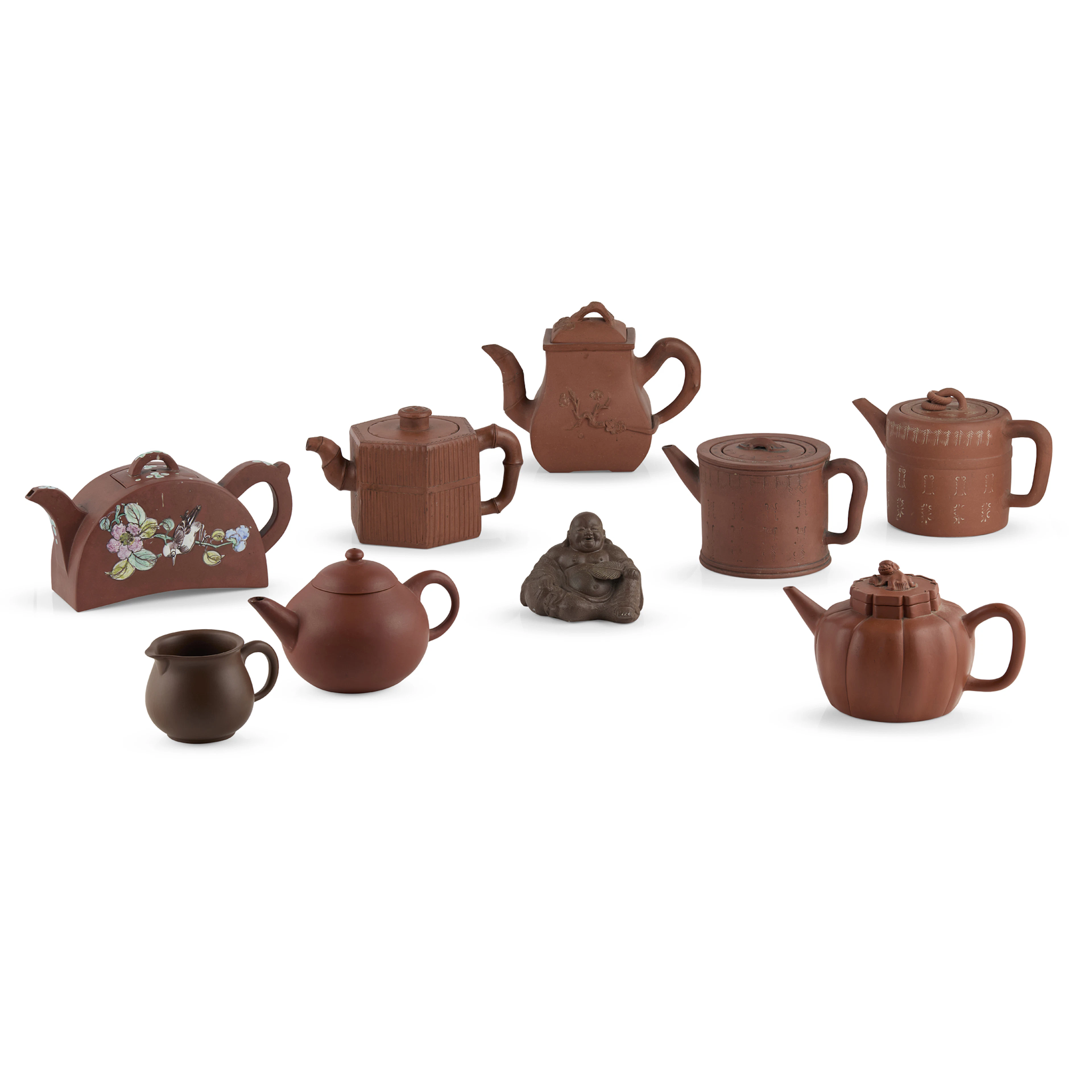 GROUP OF NINE YIXING STONEWARES