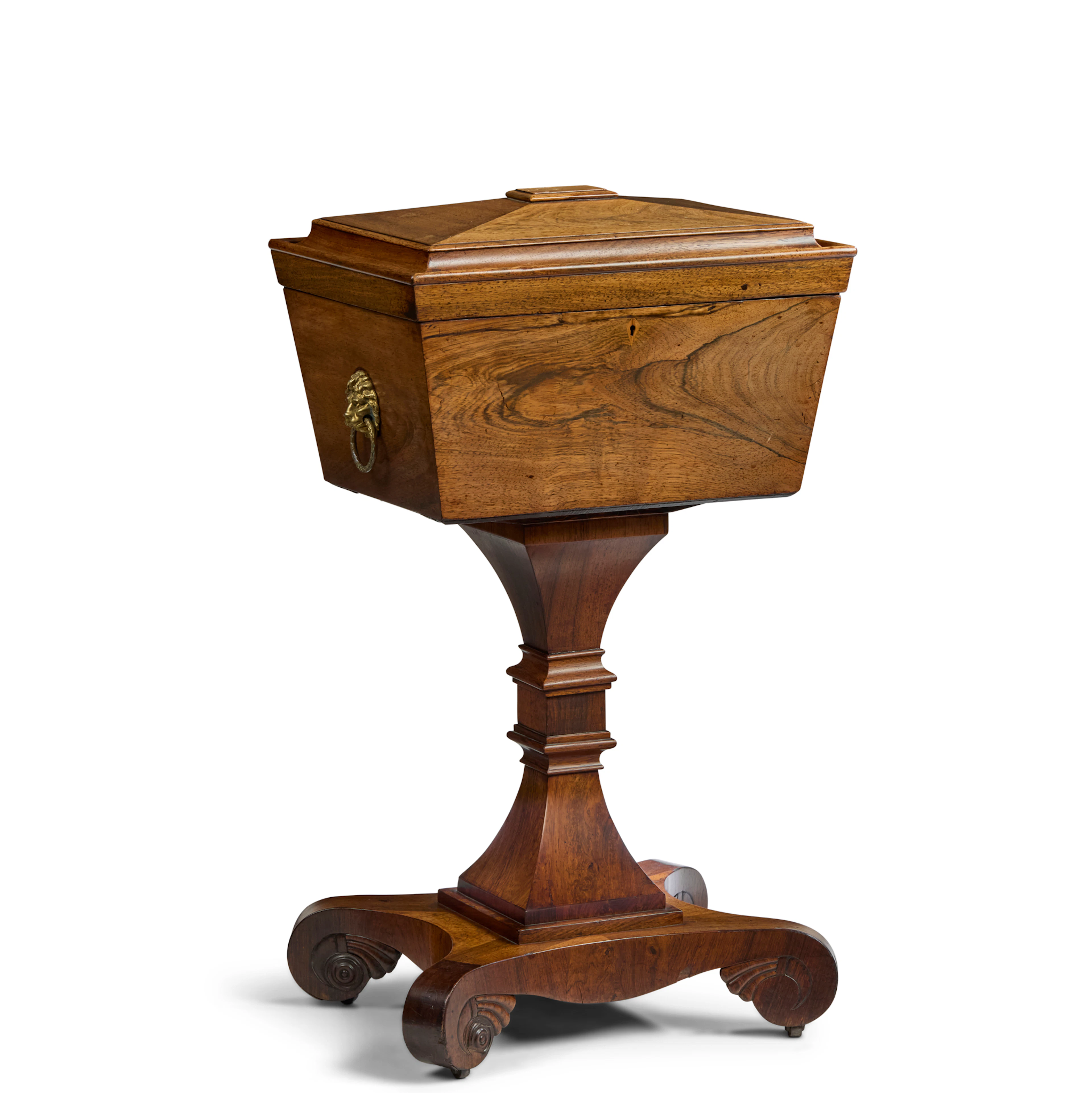 LATE REGENCY ROSEWOOD TEAPOY/WORKBOX