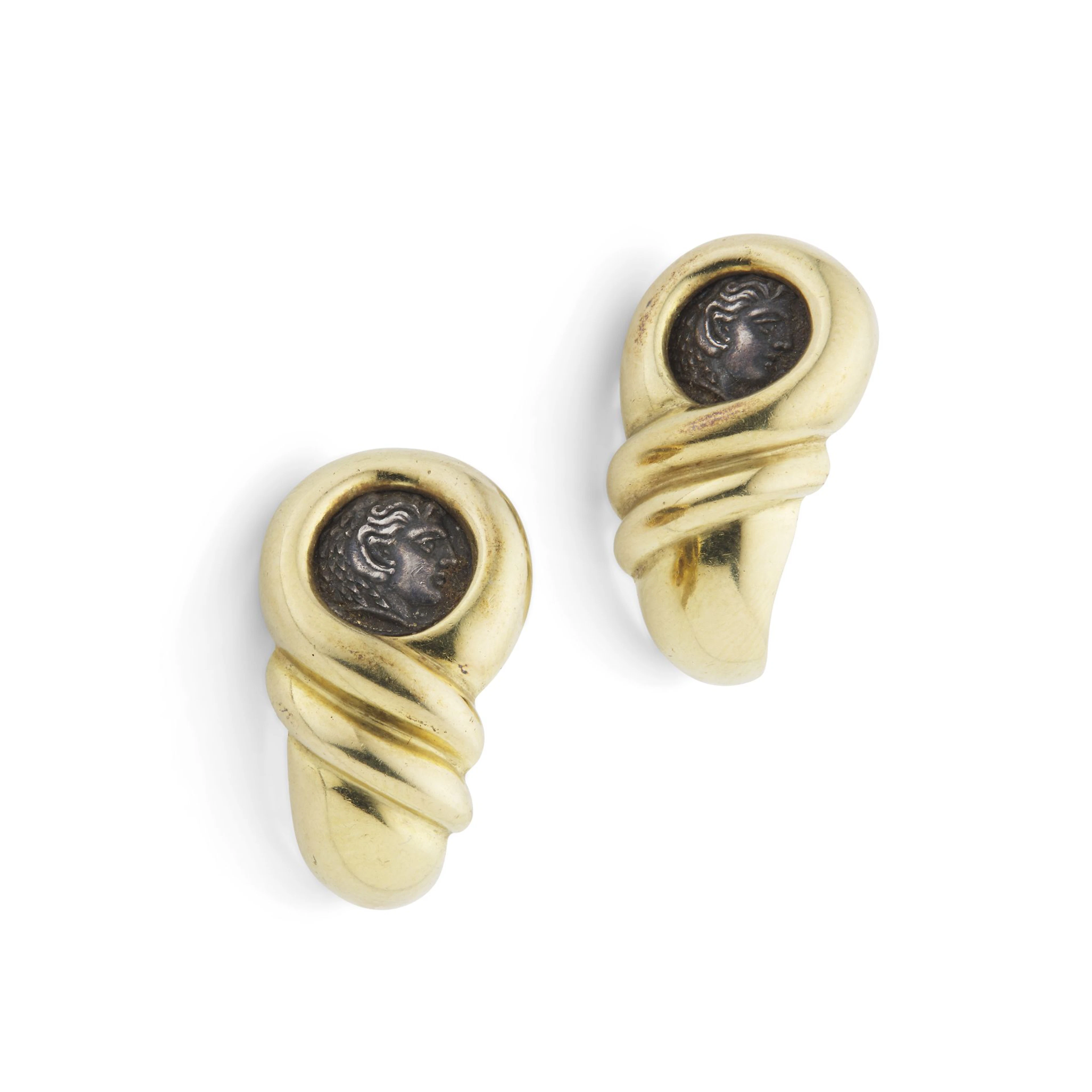 A pair of ancient Greek coin earrings