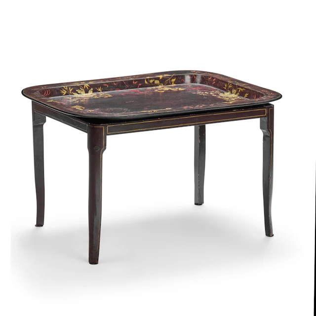 WILLIAM IV PAPIER MACHE TRAY ON STAND
