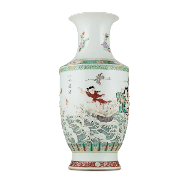 LARGE CHINESE FAMILLE VERTE 'EIGHT IMMORTALS' VASE