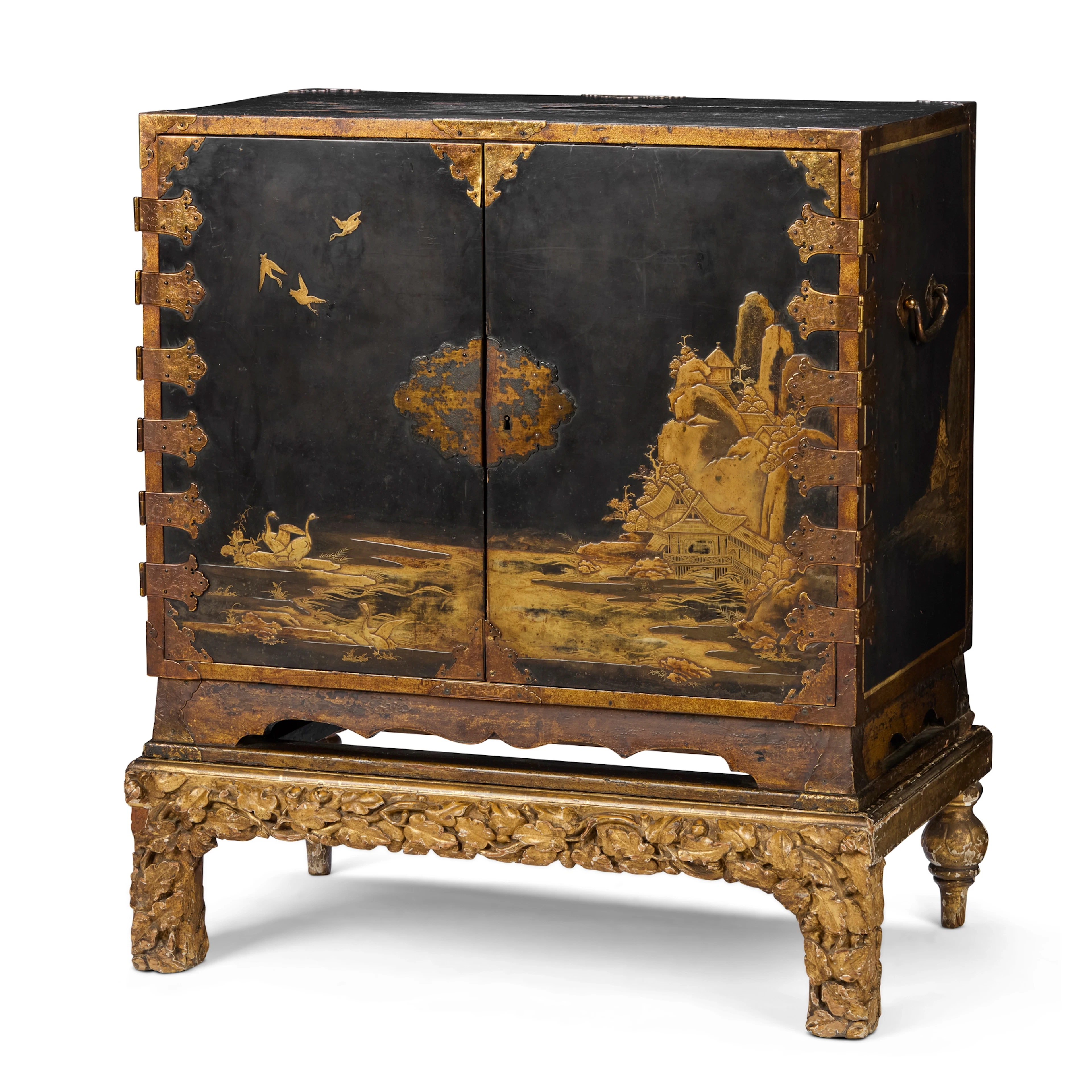 JAPANESE EDO PERIOD EXPORT LACQUER CABINET ON STAND