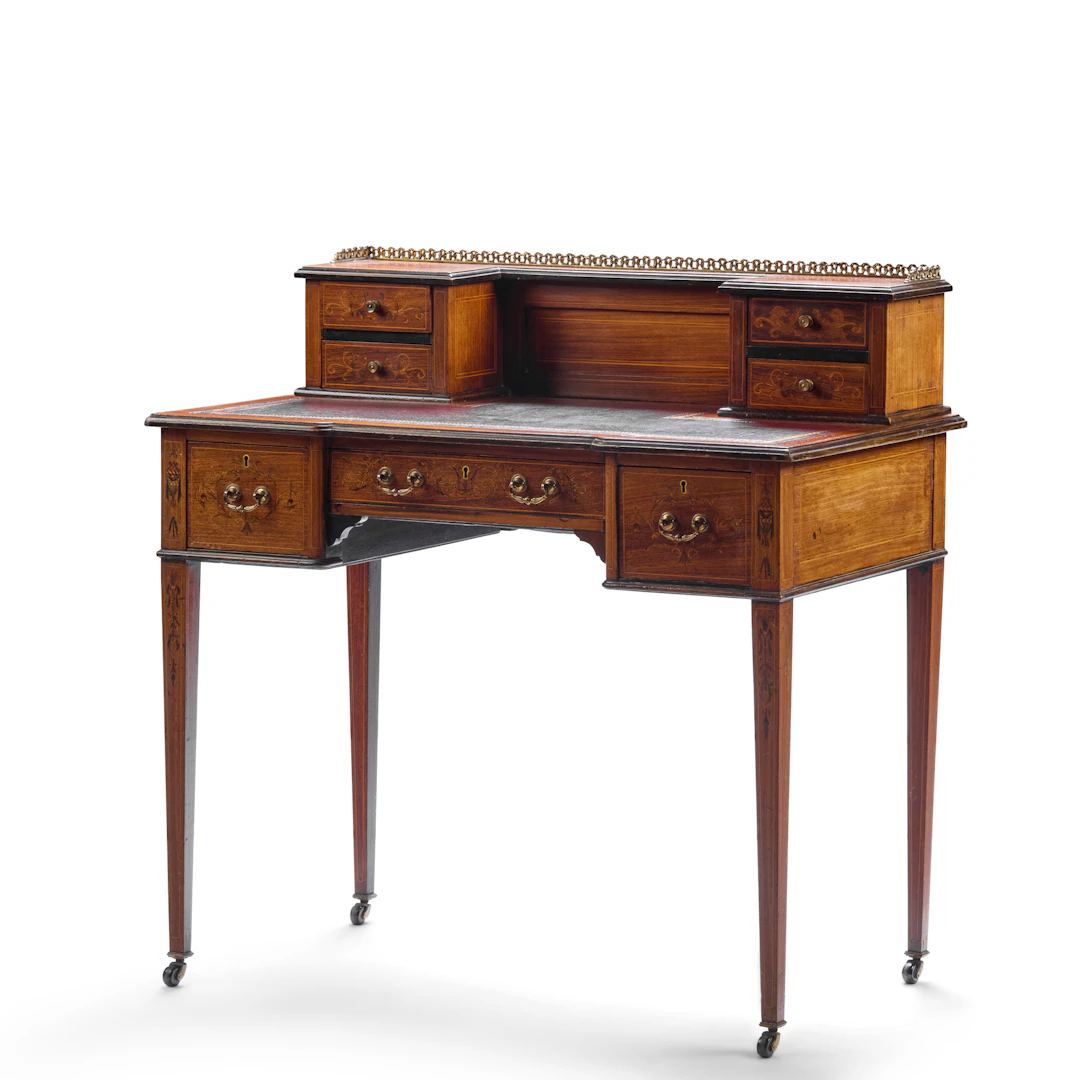 LATE VICTORIAN ROSEWOOD, SATINWOOD, EBONISED AND INLAID LADIES WRITING