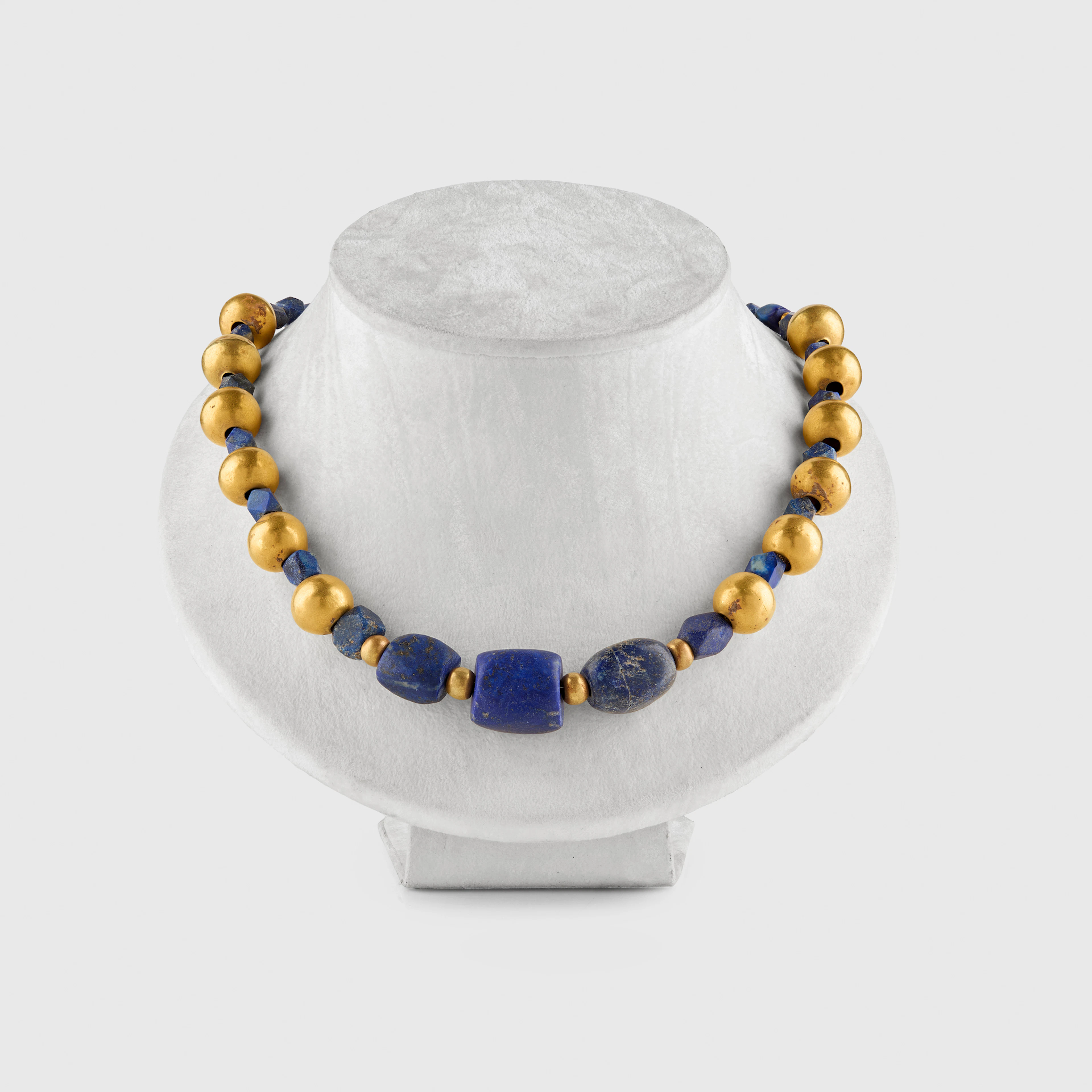 GOLD AND LAPIS BEADED NECKLACE