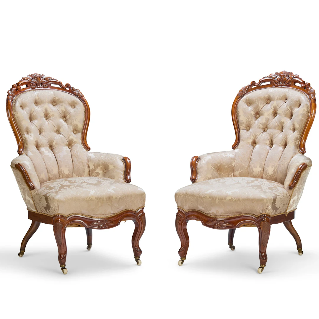 PAIR OF VICTORIAN WALNUT PARLOUR CHAIRS