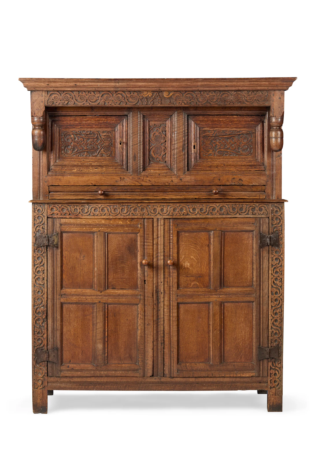 CHARLES II OAK LIVERY CUPBOARD, DATED 1682