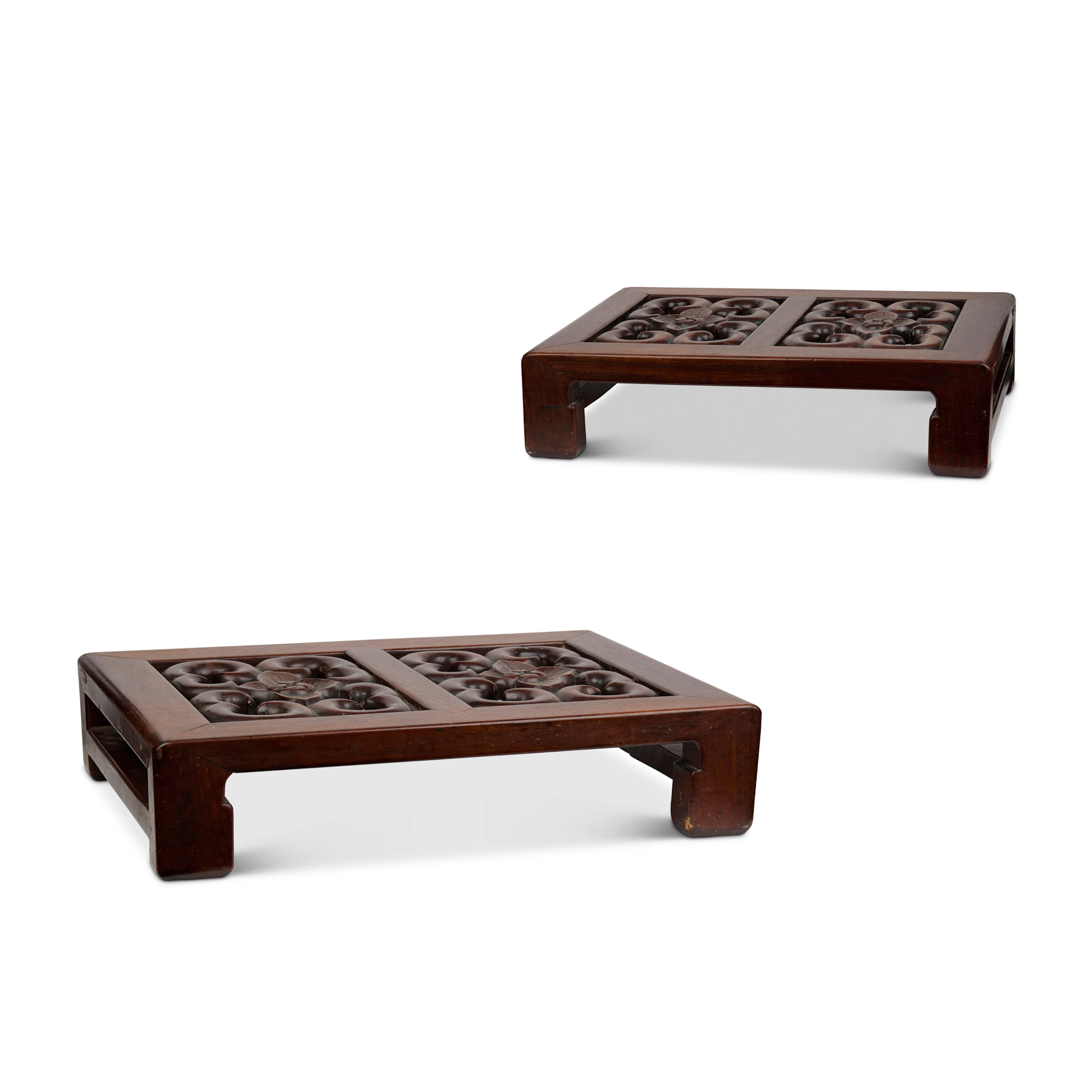 [PRIVATE SCOTTISH COLLECTION, DUNDEE] PAIR OF CHINESE HUALI FOOTRESTS, JIAOTA