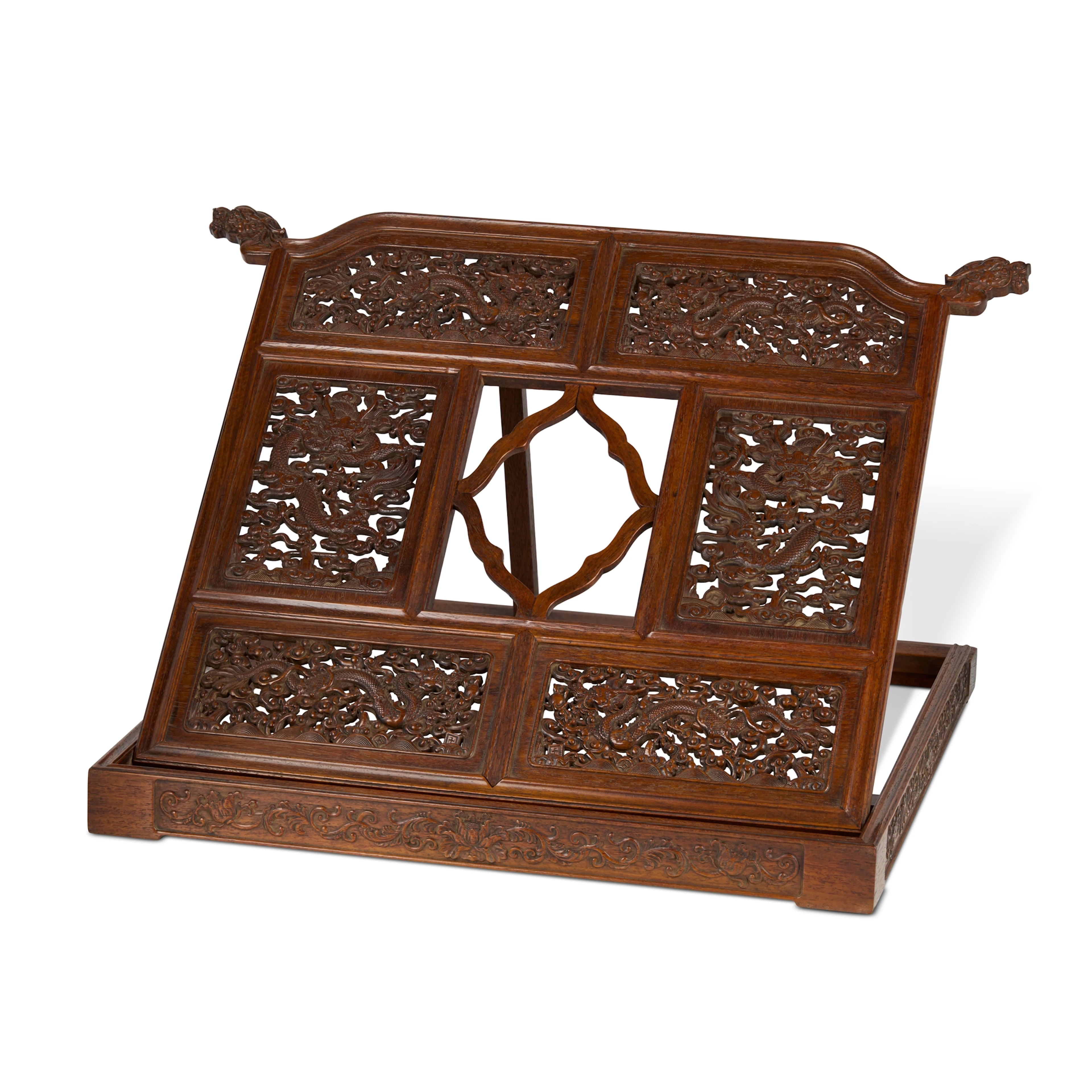 [PRIVATE ENGLISH COLLECTION] CHINESE HUALI 'DRAGON' FOLDING MIRROR STAND
