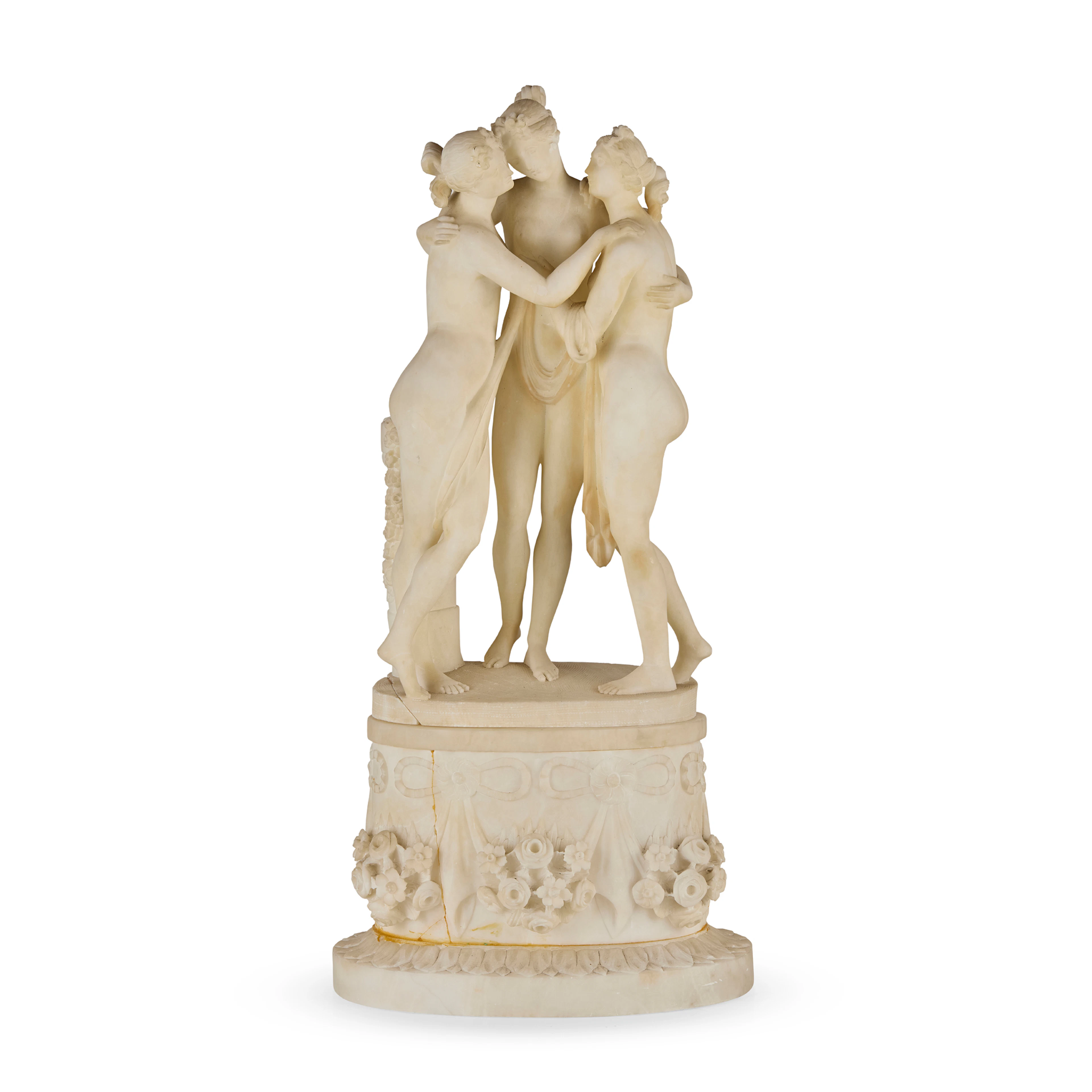ITALIAN ALABASTER FIGURE GROUP OF 'THE THREE GRACES', AFTER ANTONIO CANOVA