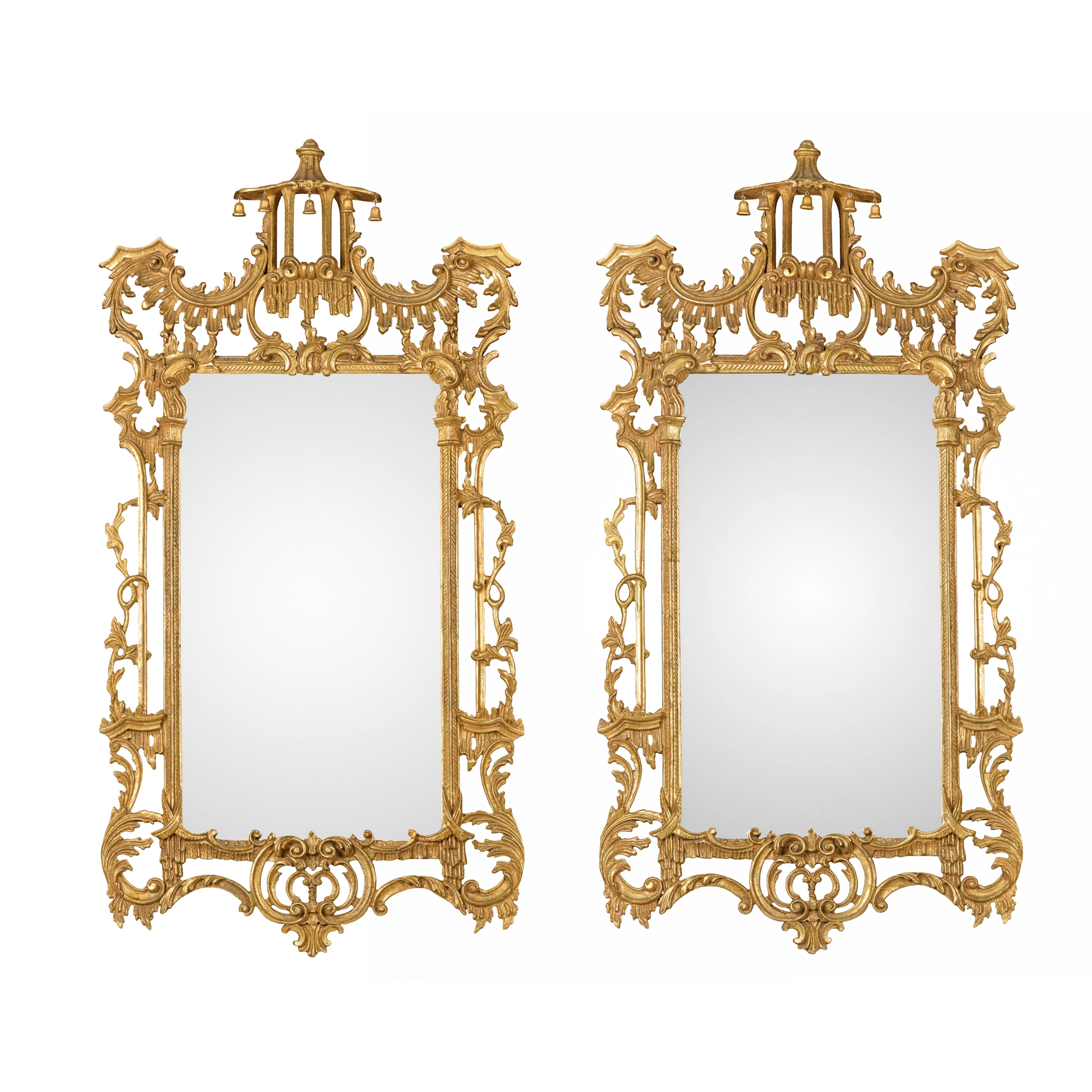 PAIR OF GEORGE III STYLE 'CHINESE CHIPPENDALE' GILTWOOD MIRRORS