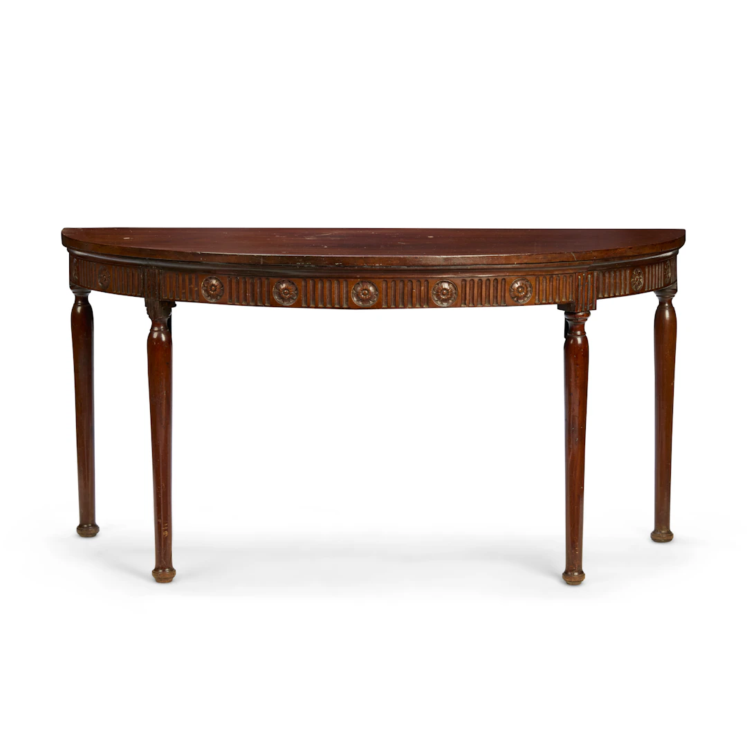 GEORGE III MAHOGANY DEMI-LUNE SIDE TABLE