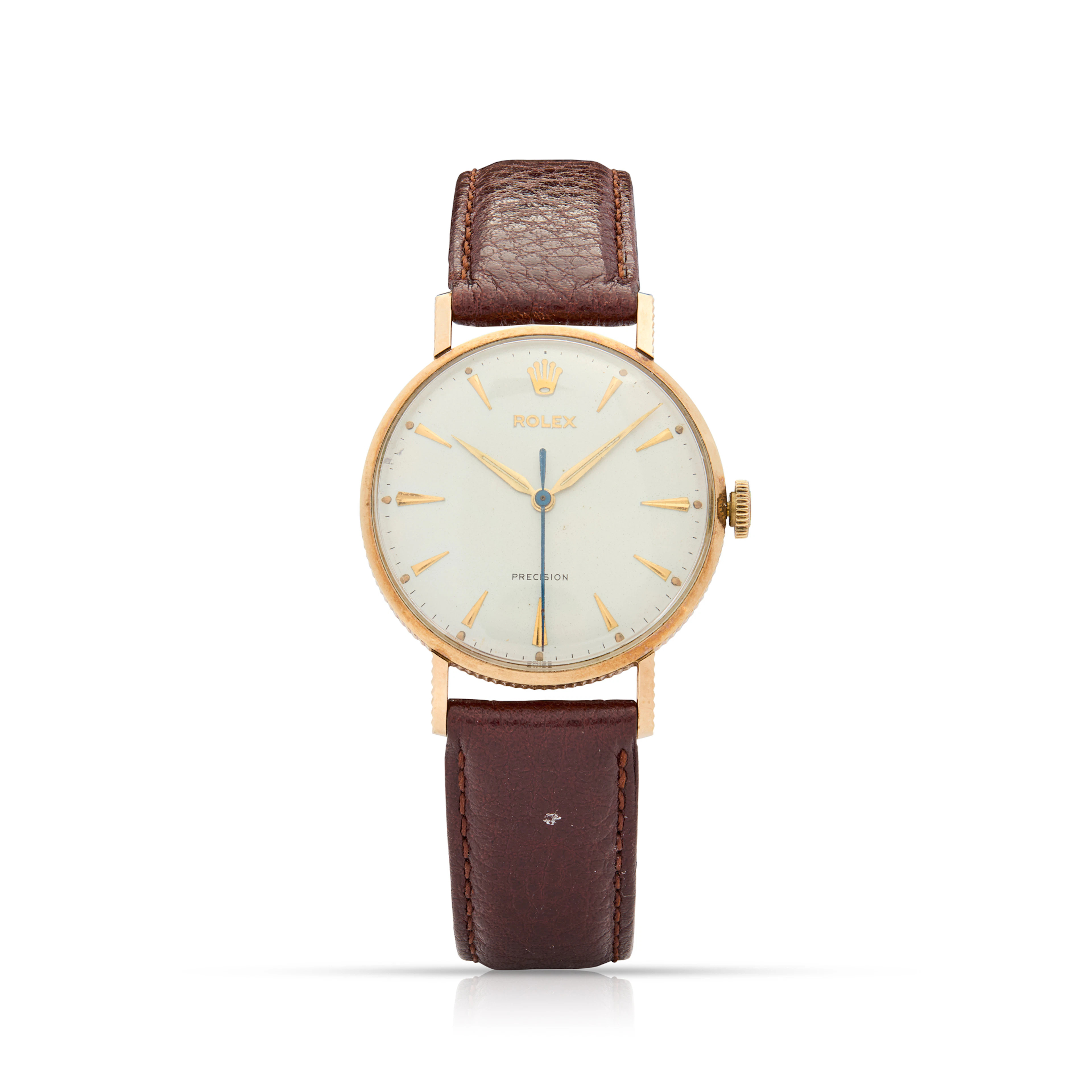 Rolex. A 9k gold mechanical wristwatch with coin-edge band