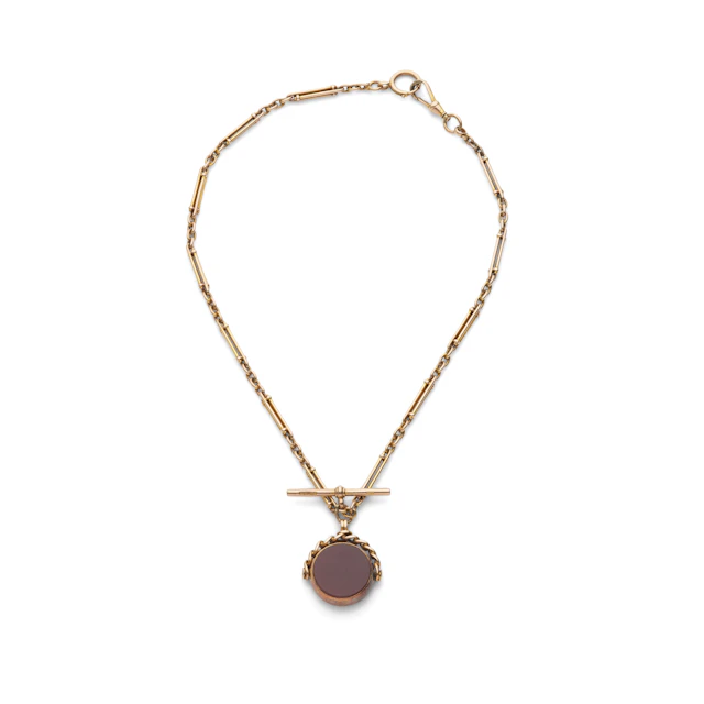 A hardstone fob pendant necklace, circa 1900