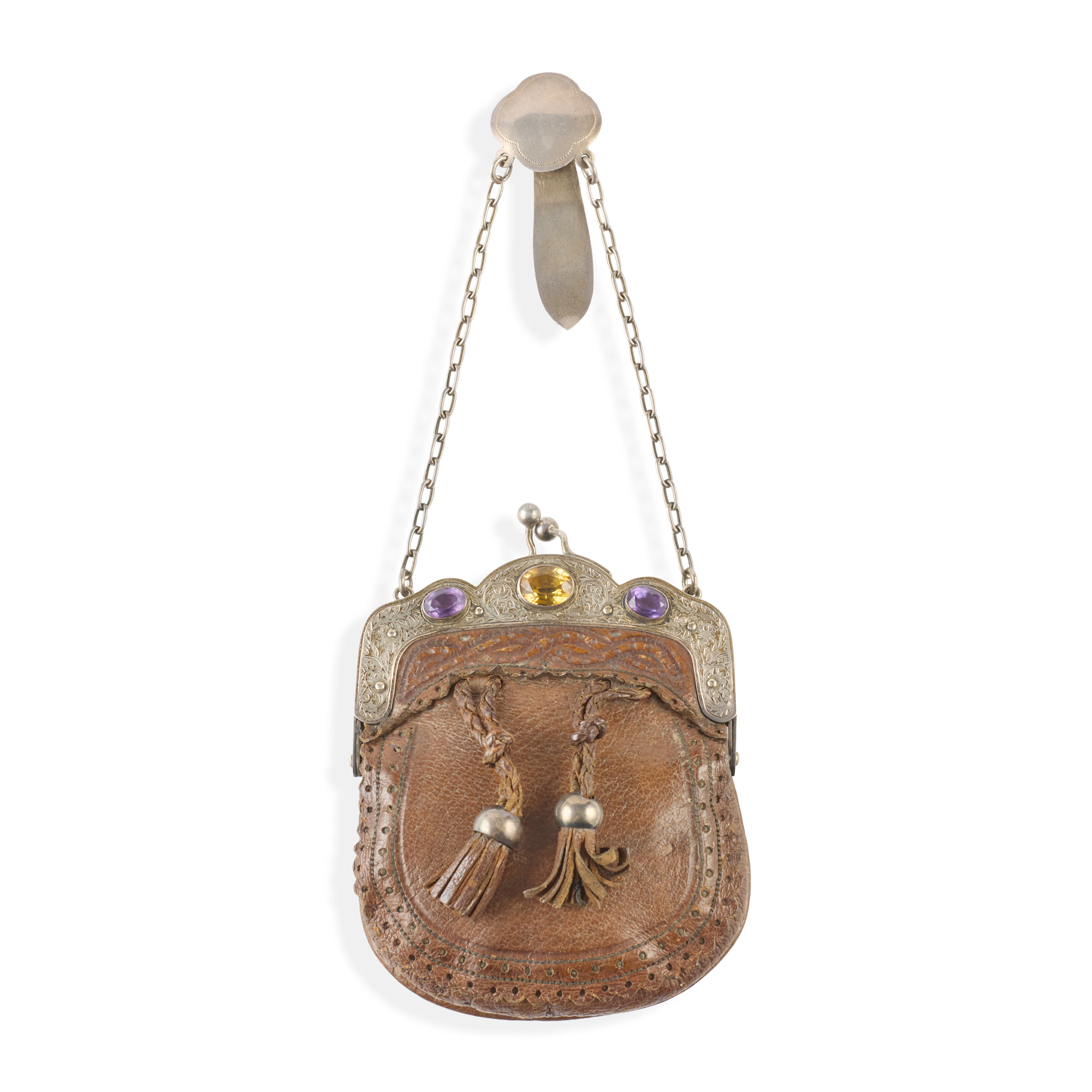 AN EDWARDIAN SPORRAN CHATELAINE PURSE