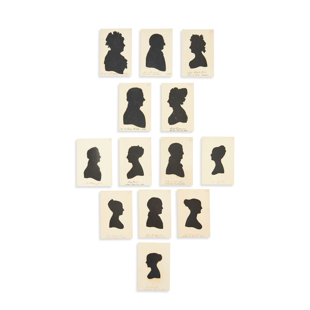COLLECTION OF UNFRAMED PORTRAIT SILHOUETTES OF THE KERR FAMILY, DESCENDANTS