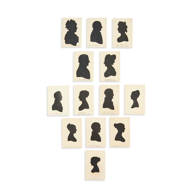 COLLECTION OF UNFRAMED PORTRAIT SILHOUETTES OF THE KERR FAMILY, DESCENDANTS